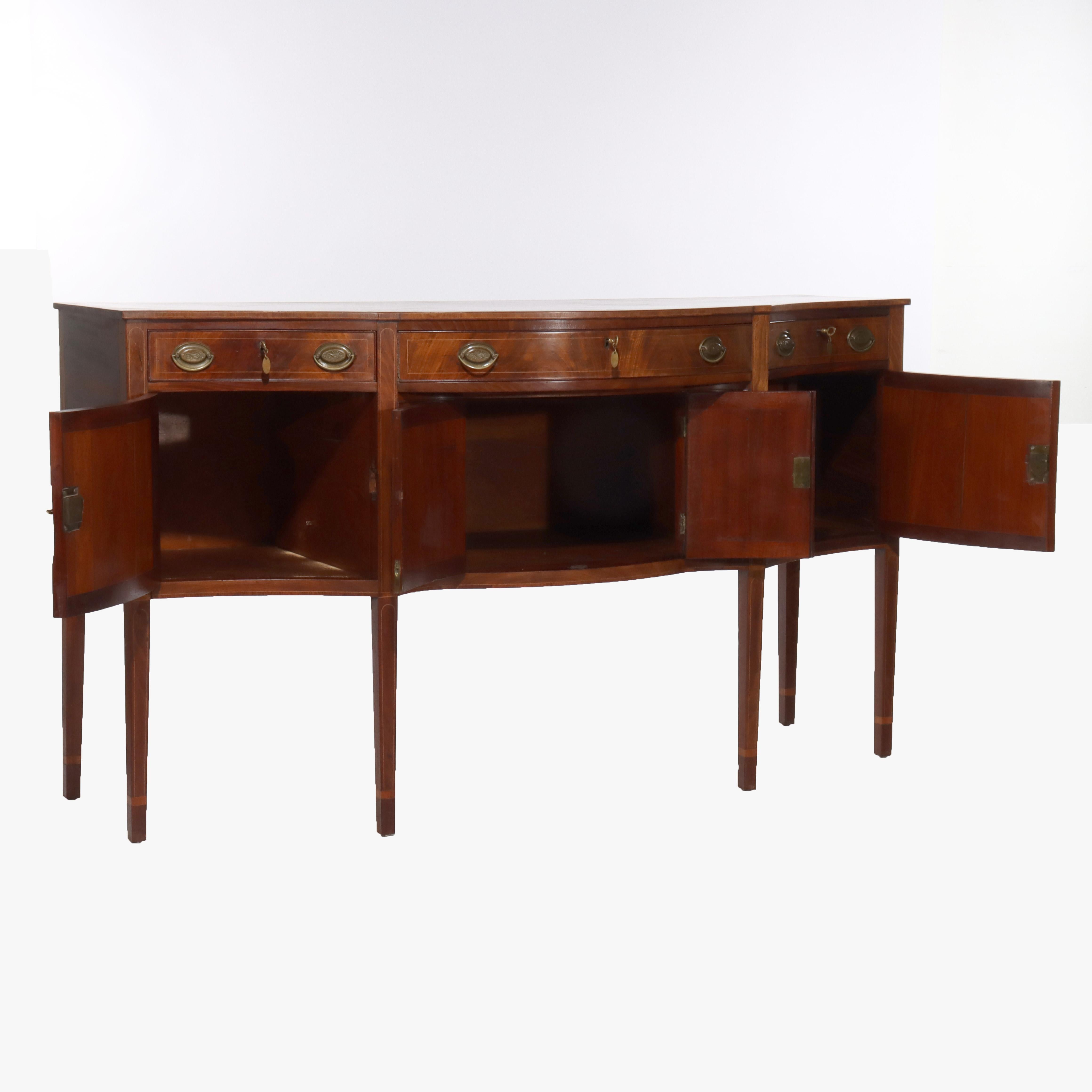 Antique Hepplewhite Flame Mahogany Sideboard With Satinwood Banding 19thC For Sale 8