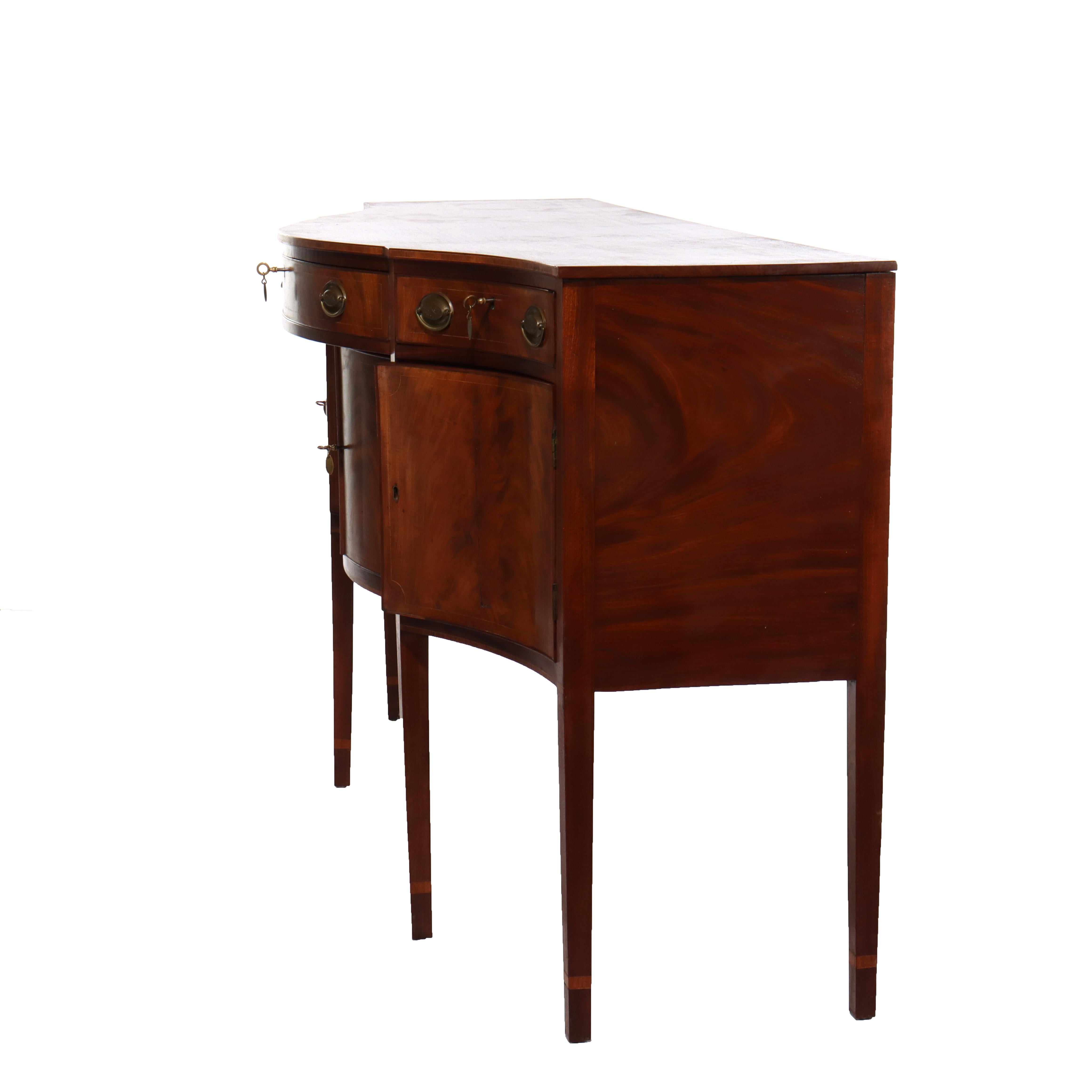 Antique Hepplewhite Flame Mahogany Sideboard With Satinwood Banding 19thC For Sale 10