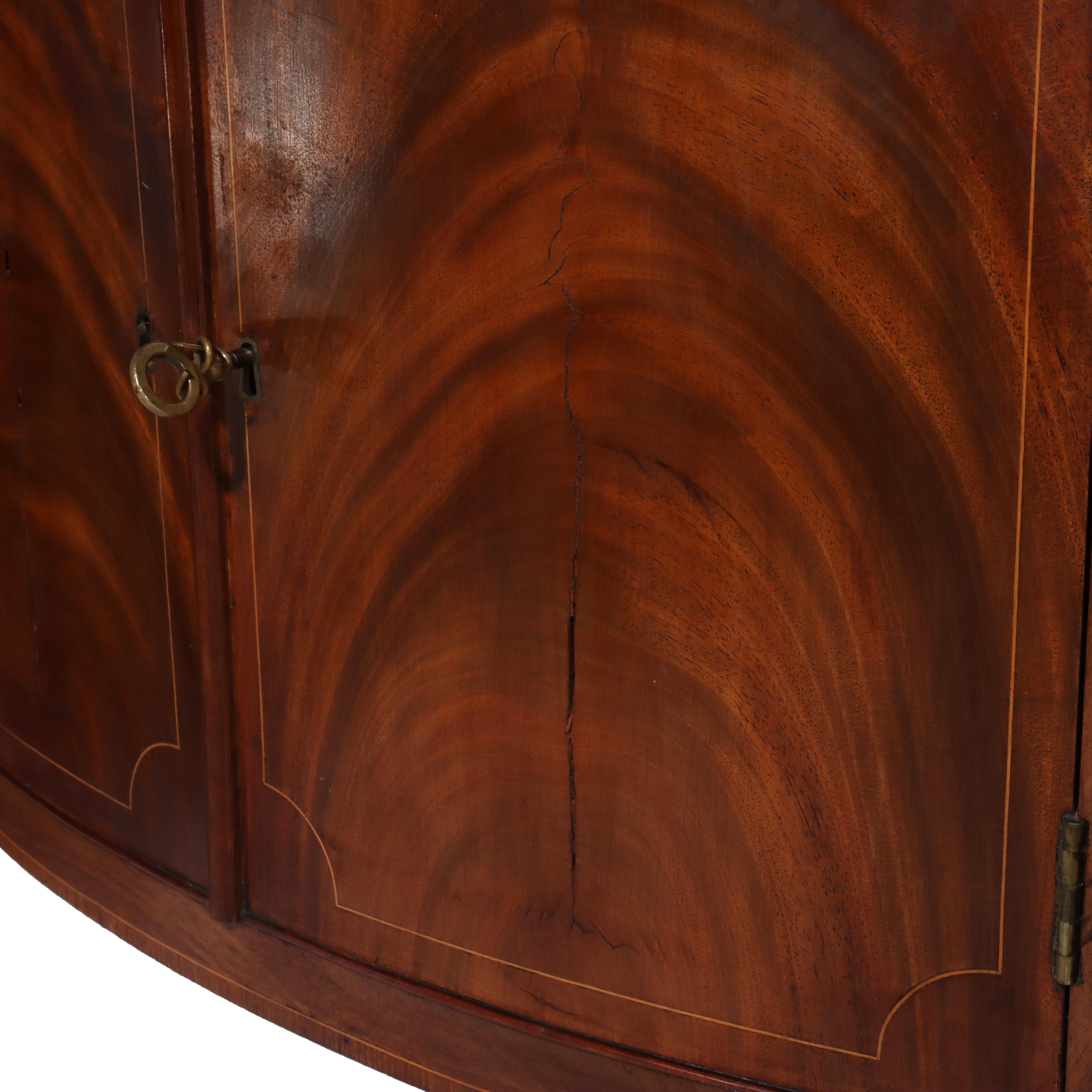 19th Century Antique Hepplewhite Flame Mahogany Sideboard With Satinwood Banding 19thC For Sale