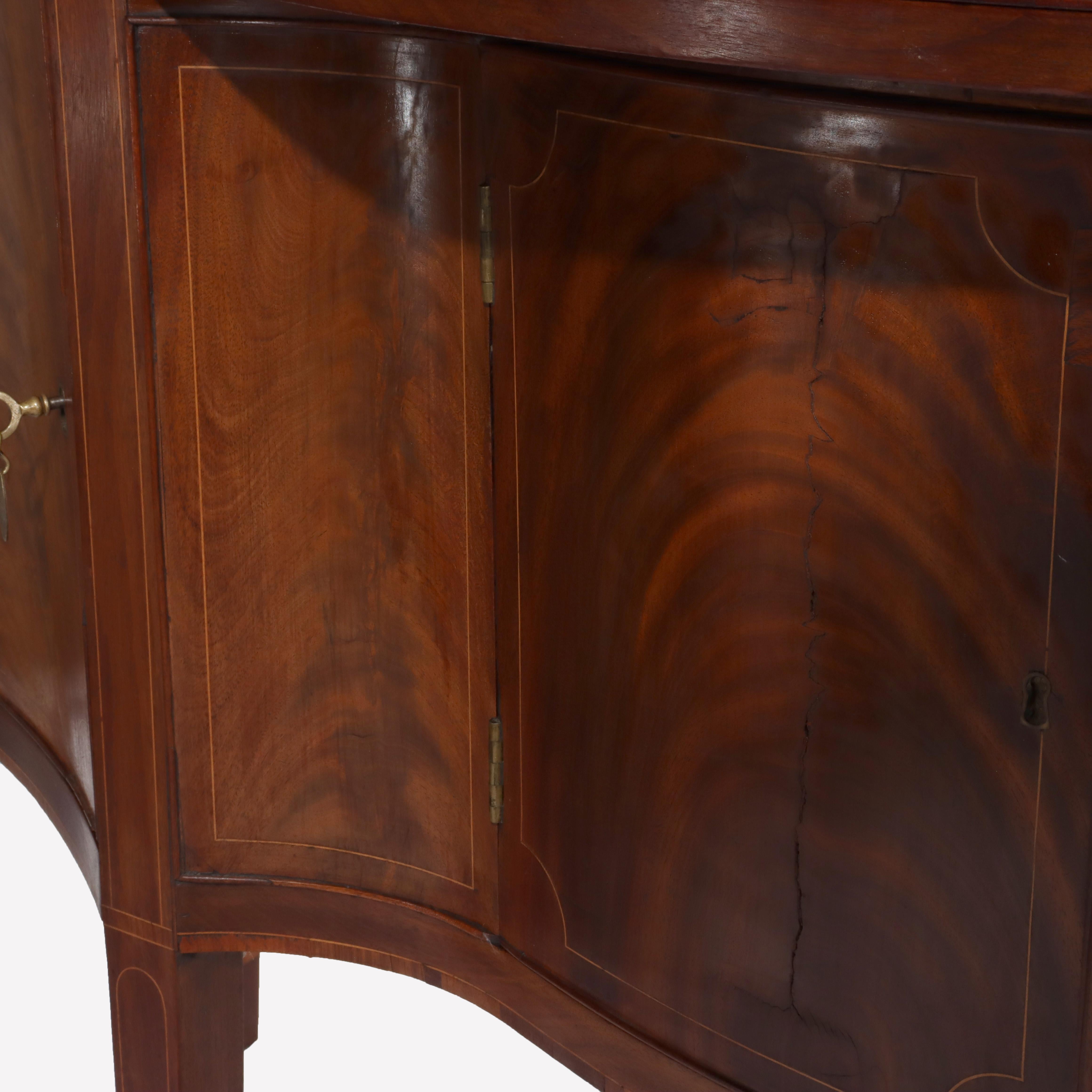 Antique Hepplewhite Flame Mahogany Sideboard With Satinwood Banding 19thC For Sale 1