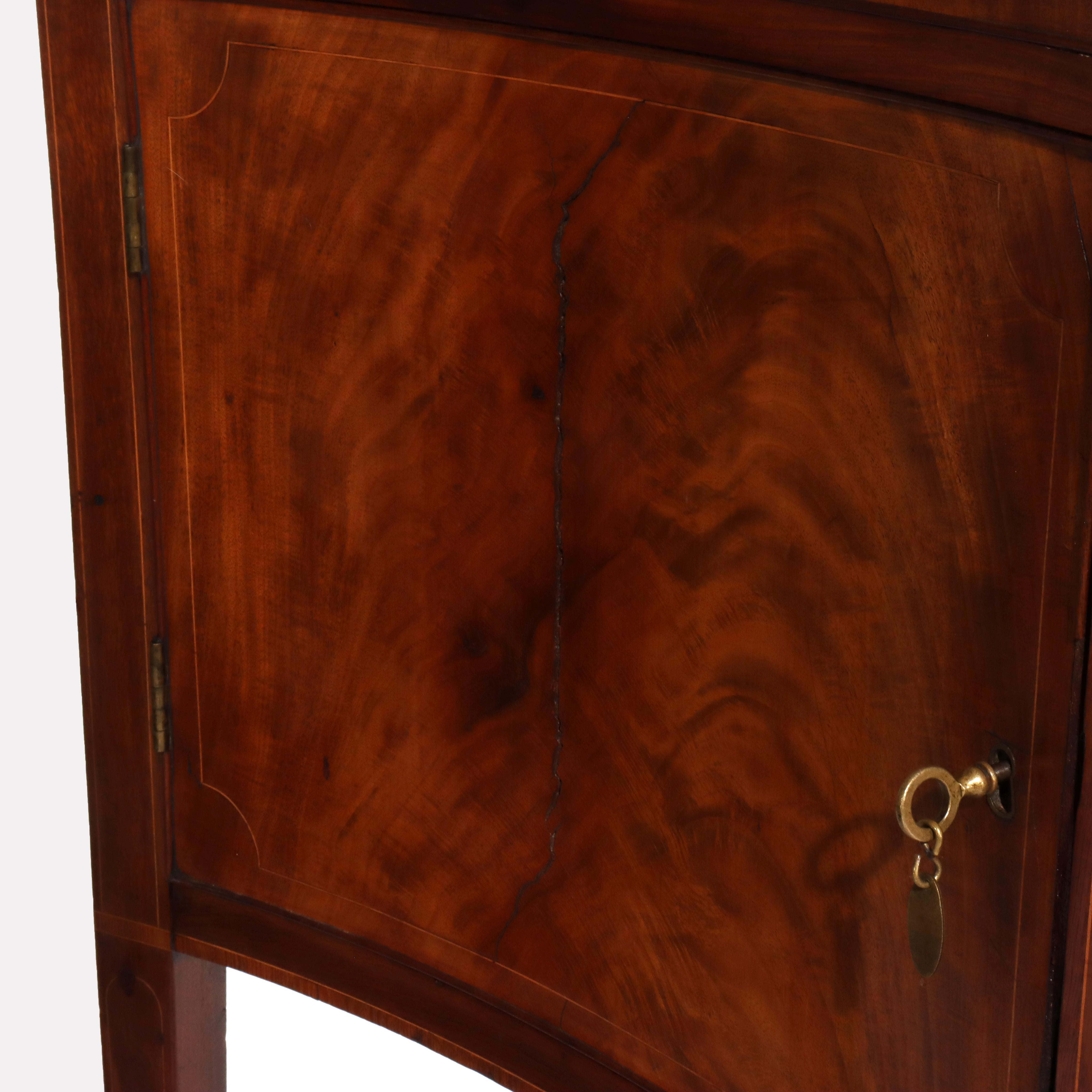 Antique Hepplewhite Flame Mahogany Sideboard With Satinwood Banding 19thC For Sale 2