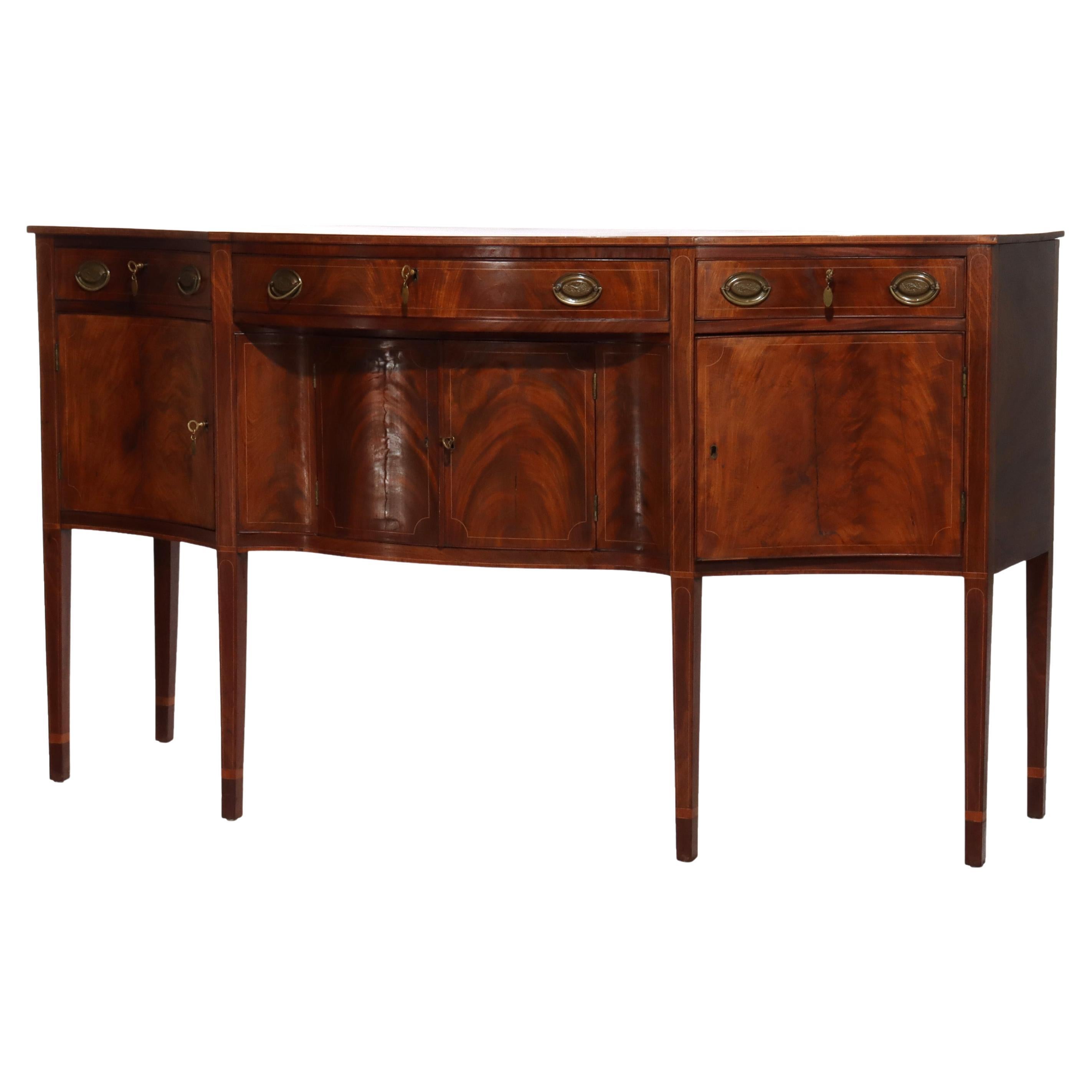 Antique Hepplewhite Flame Mahogany Sideboard With Satinwood Banding 19thC For Sale