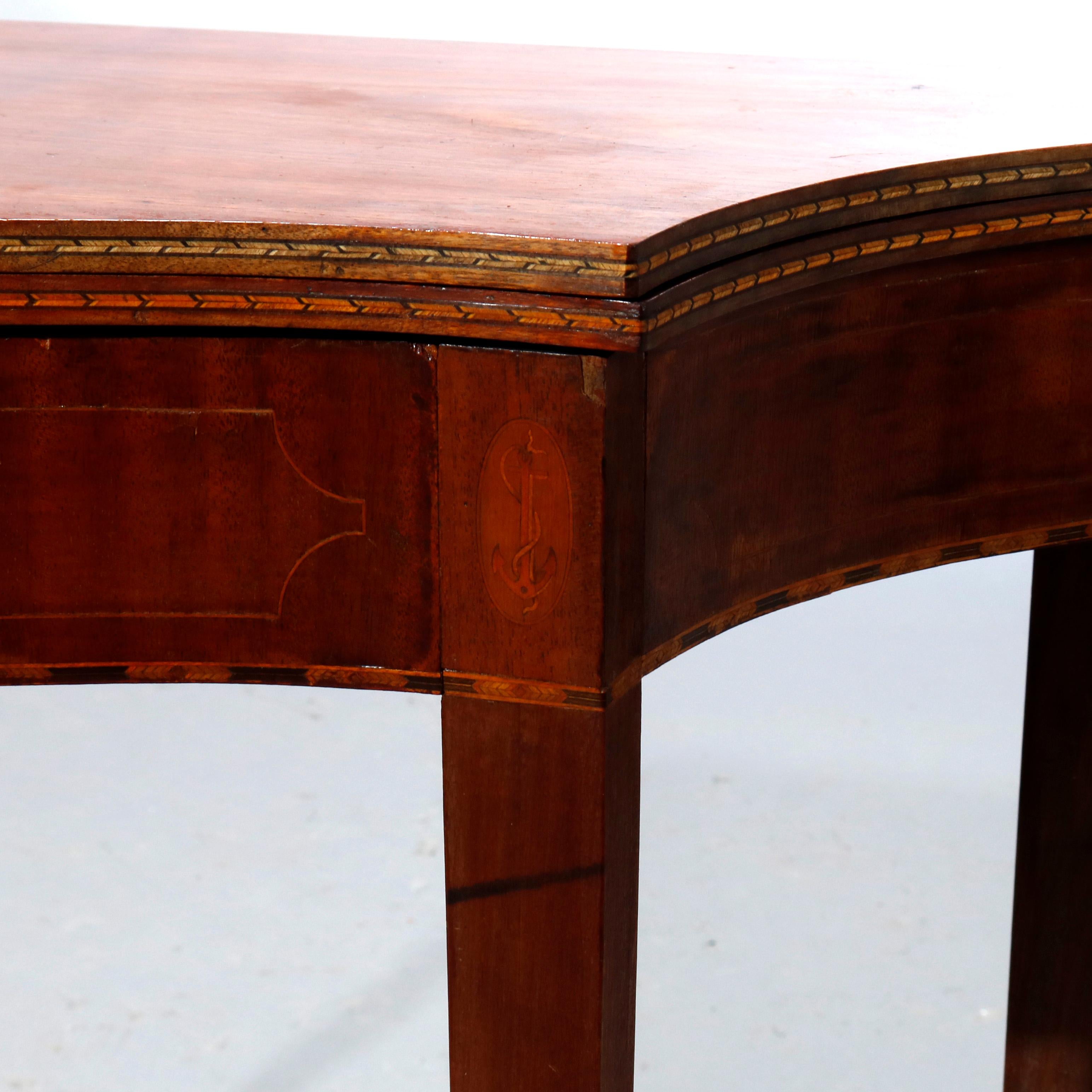 Antique Hepplewhite Inlaid & Banded Mahogany Card Table, Circa 1830 2