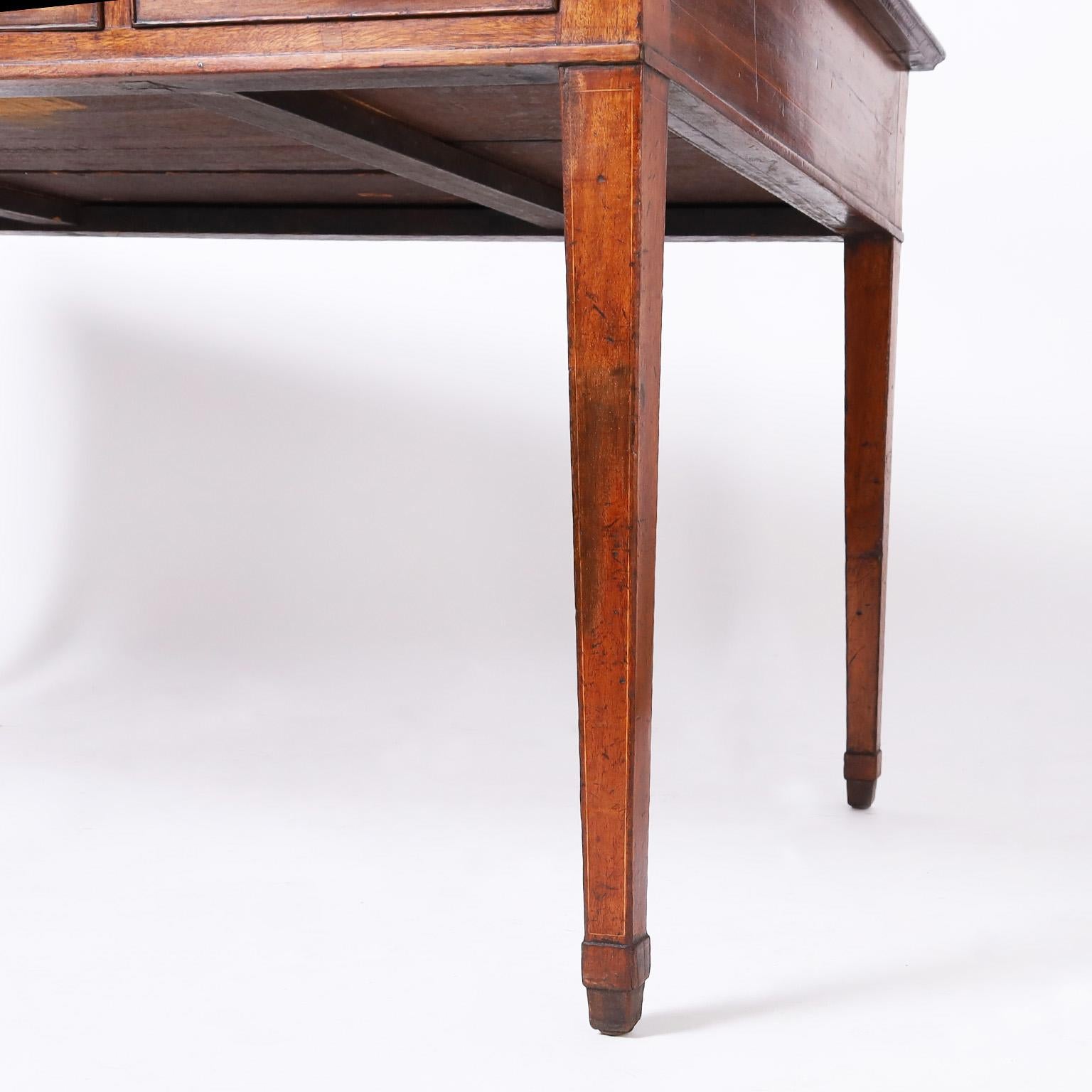 Antique Hepplewhite Leather Top Partners Desk For Sale 3