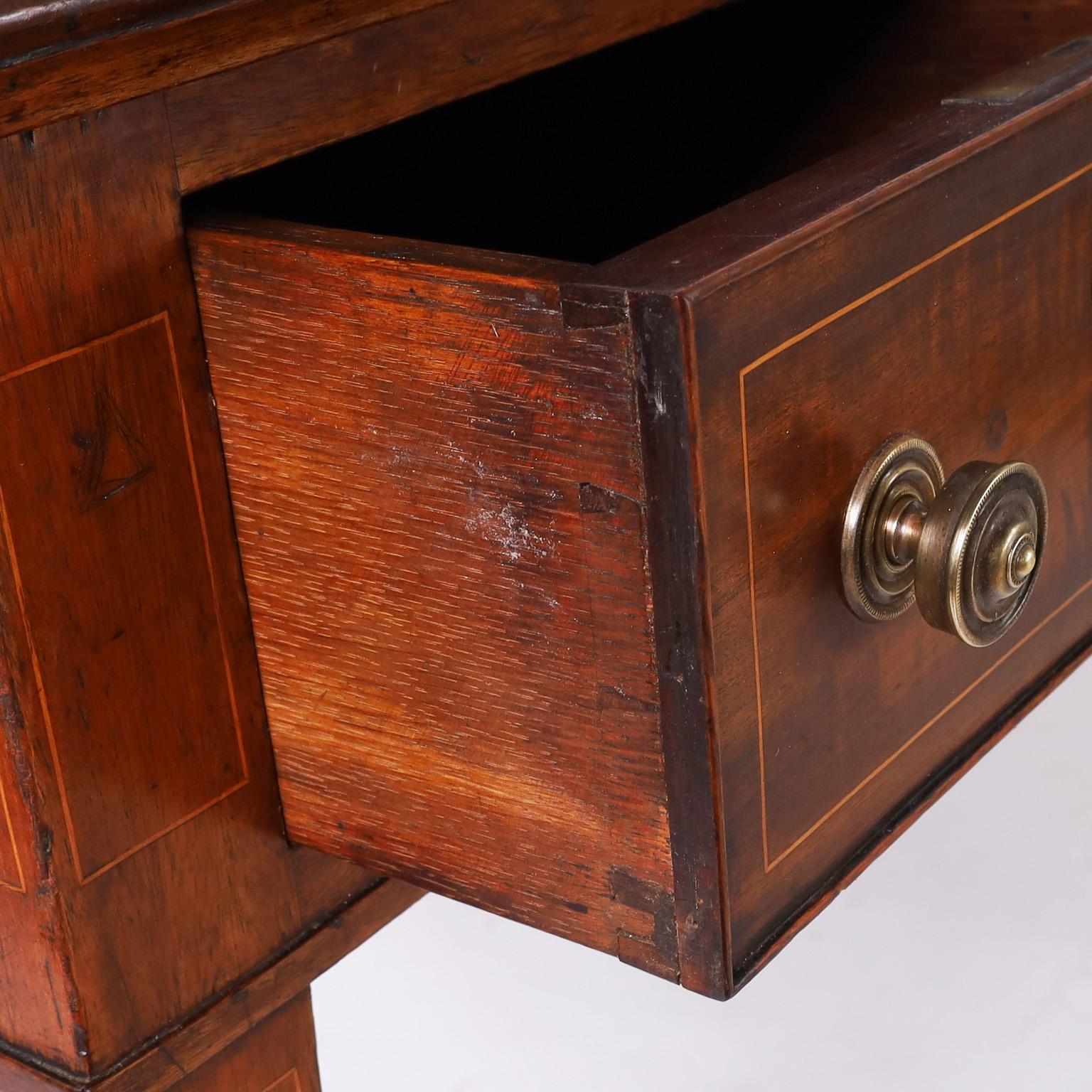 Antique Hepplewhite Leather Top Partners Desk For Sale 4