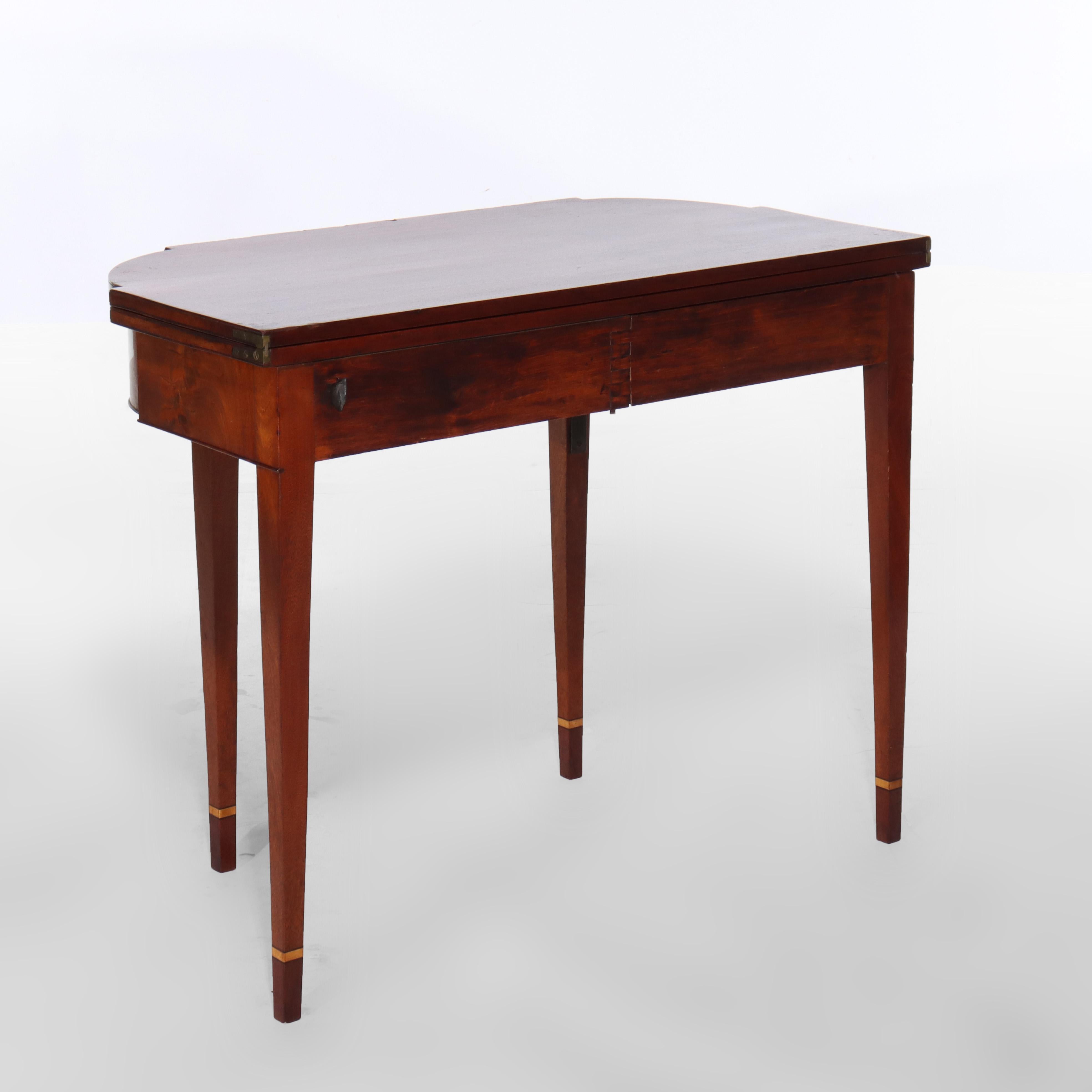 Antico tavolo da gioco in mogano Hepplewhite con intarsi di rondelle in legno di raso del 1820 ca. in vendita 5