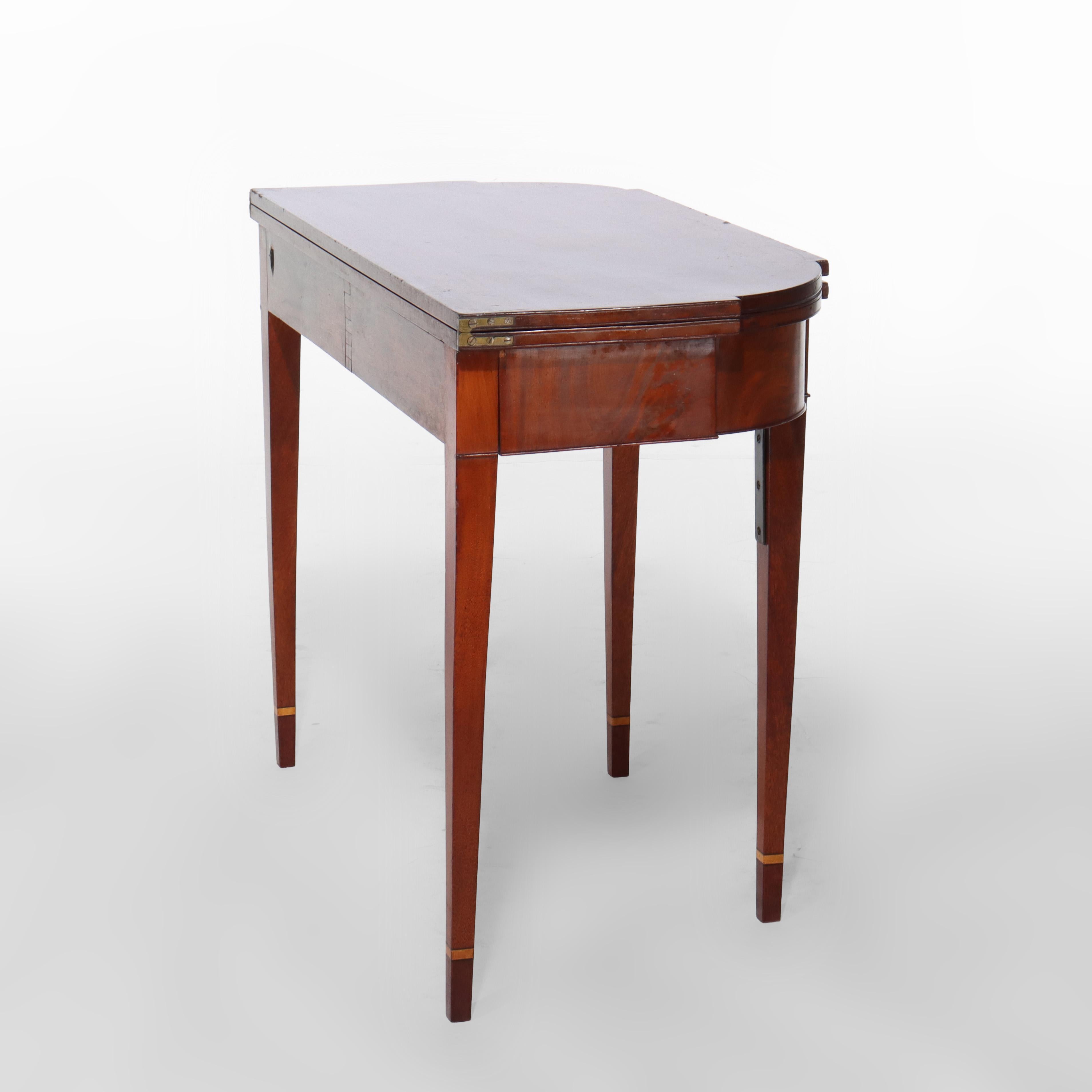 Antico tavolo da gioco in mogano Hepplewhite con intarsi di rondelle in legno di raso del 1820 ca. in vendita 8