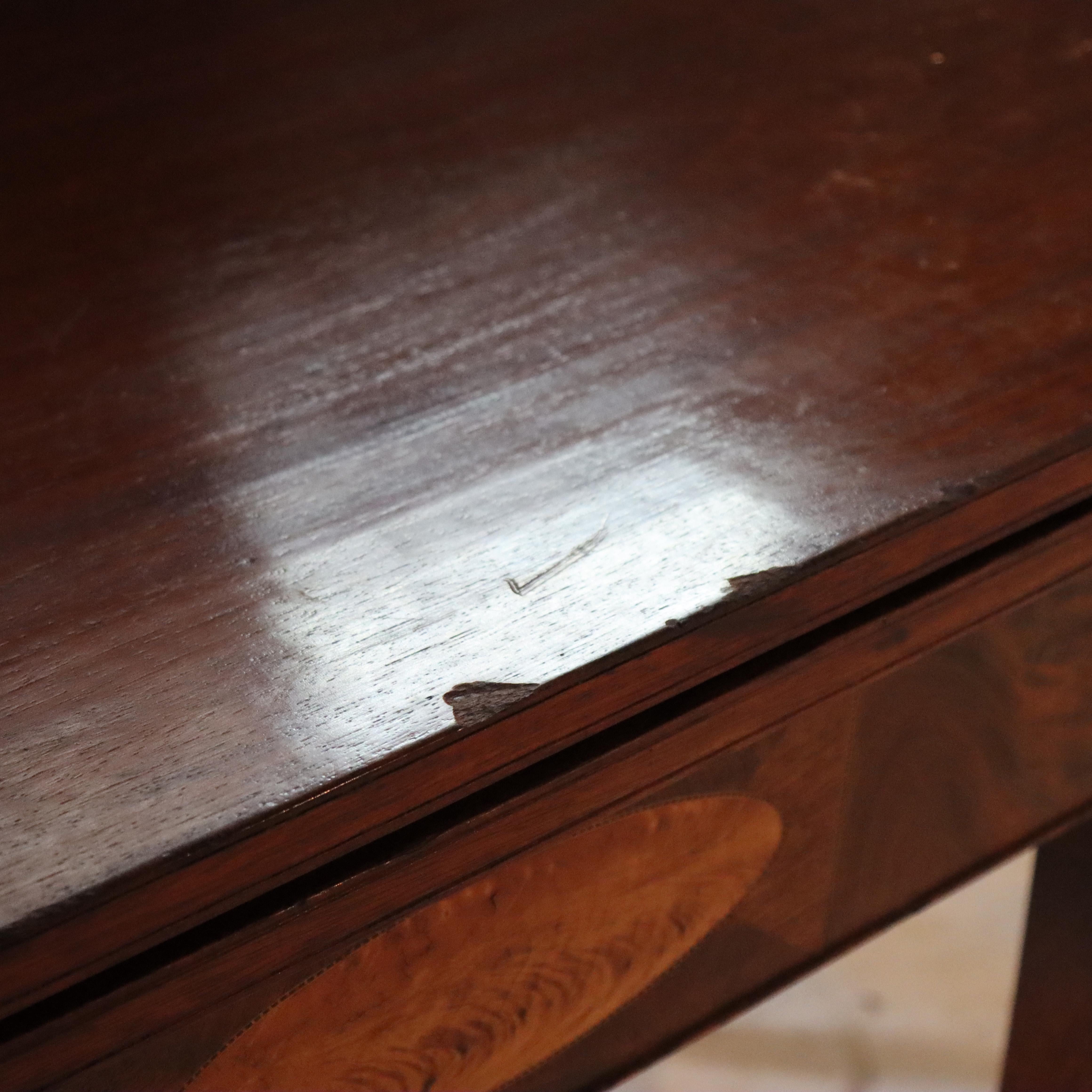 Antico tavolo da gioco in mogano Hepplewhite con intarsi di rondelle in legno di raso del 1820 ca. in vendita 10