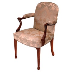 Antique Hepplewhite period carved mahogany armchair