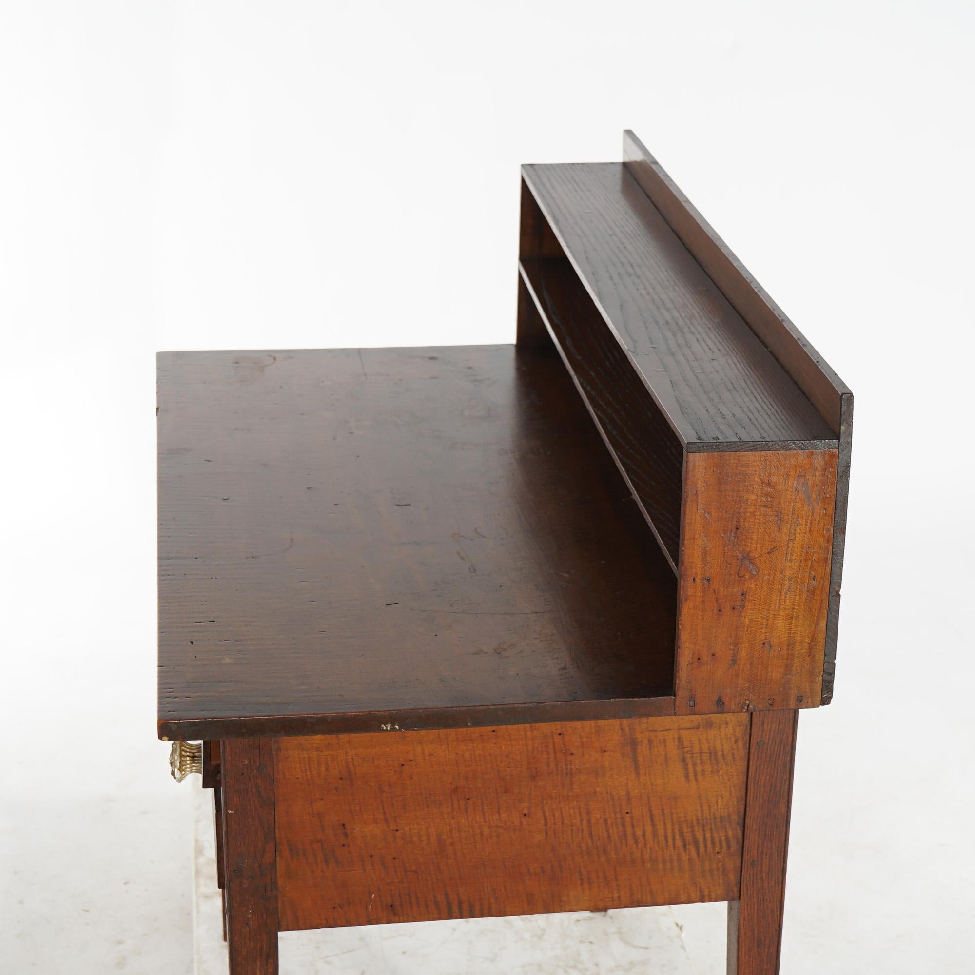 Antique Hepplewhite Shaker School Tiger Maple & Cherry Writing Desk Circa 1830 7