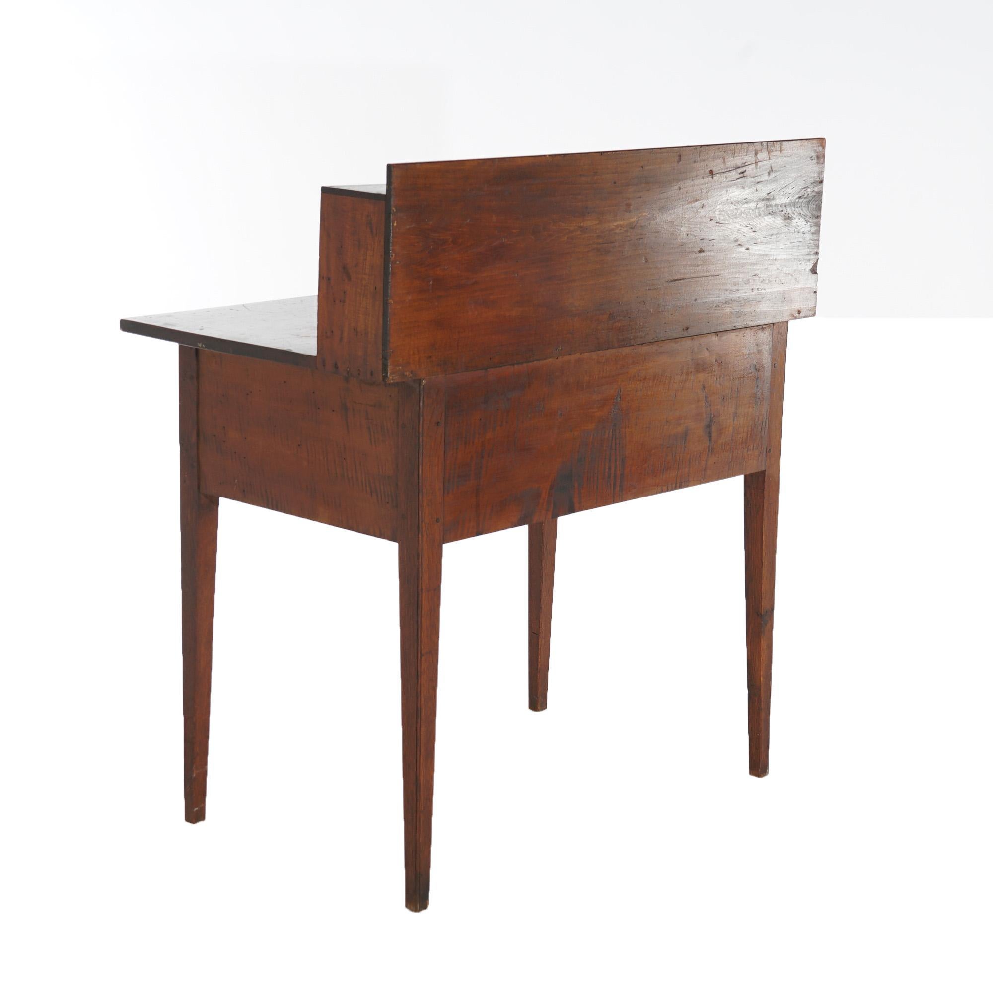 Antique Hepplewhite Shaker School Tiger Maple & Cherry Writing Desk Circa 1830 8