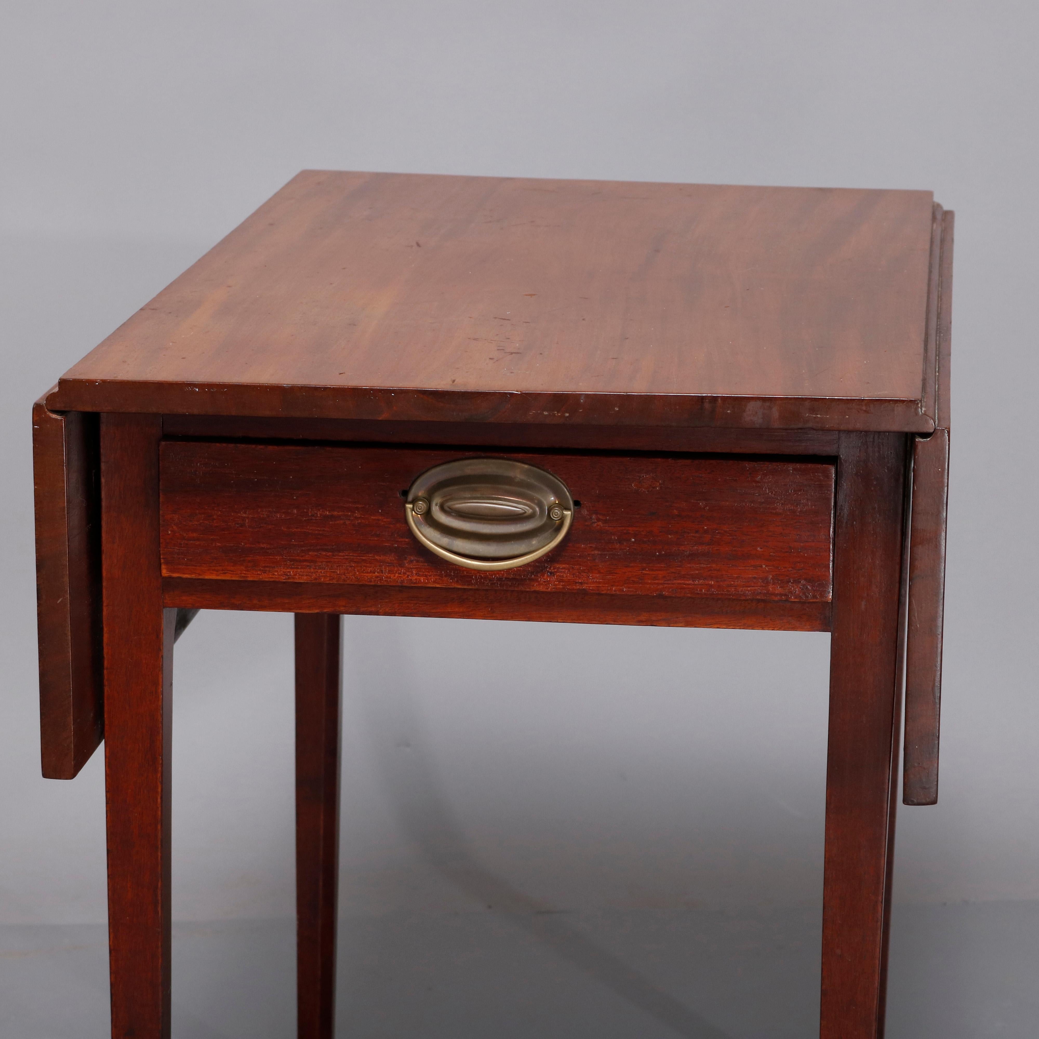 19th Century Antique Hepplewhite Style Mahogany Pembroke Single Drawer Side Table, 1830