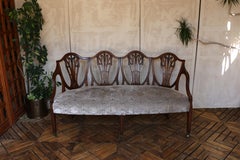 Antique Hepplewhite-Style Mahogany Shield-Back Settee, Circa 1890s