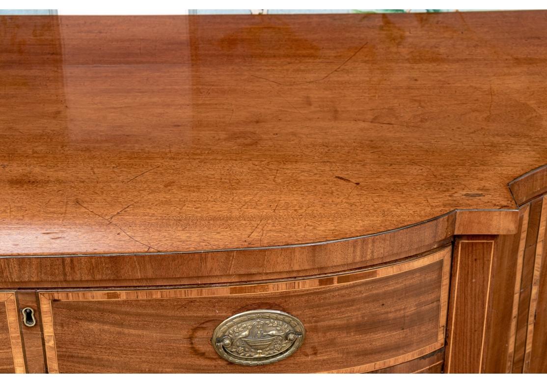 Antique Hepplewhite Style Satinwood Inlaid Mahogany Bow Front Sideboard For Sale 5