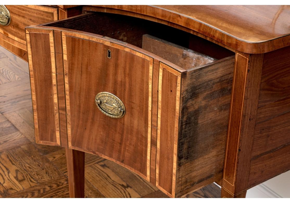 Antique Hepplewhite Style Satinwood Inlaid Mahogany Bow Front Sideboard For Sale 7