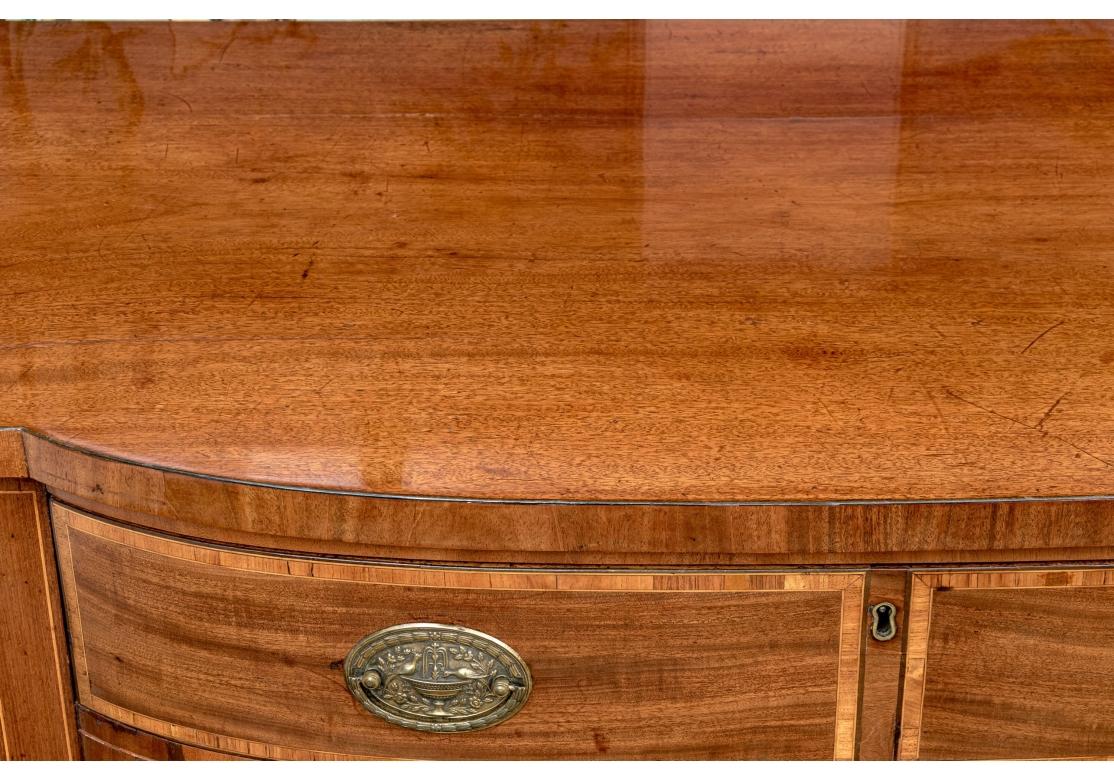 Antique Hepplewhite Style Satinwood Inlaid Mahogany Bow Front Sideboard For Sale 8
