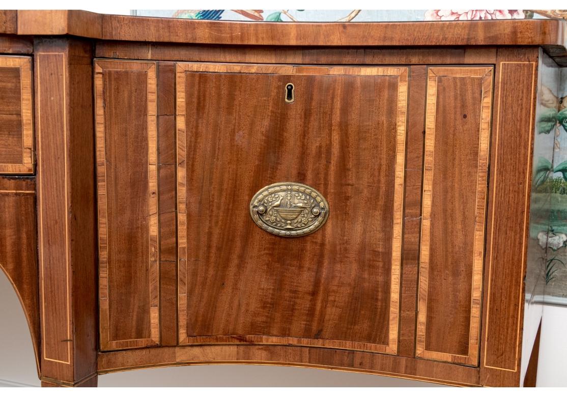 Antique Hepplewhite Style Satinwood Inlaid Mahogany Bow Front Sideboard For Sale 13