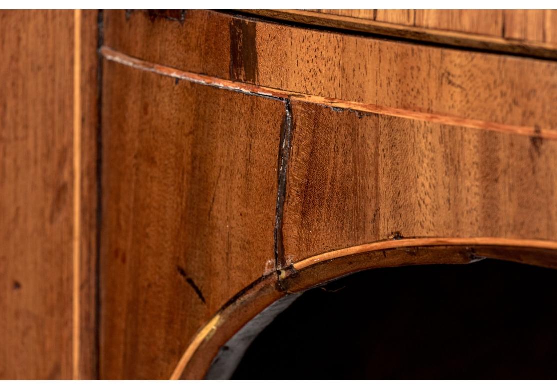 Inlay Antique Hepplewhite Style Satinwood Inlaid Mahogany Bow Front Sideboard For Sale