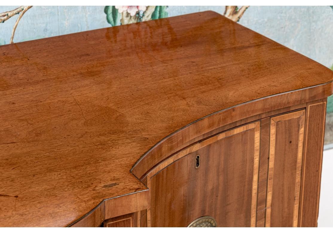 Antique Hepplewhite Style Satinwood Inlaid Mahogany Bow Front Sideboard For Sale 2