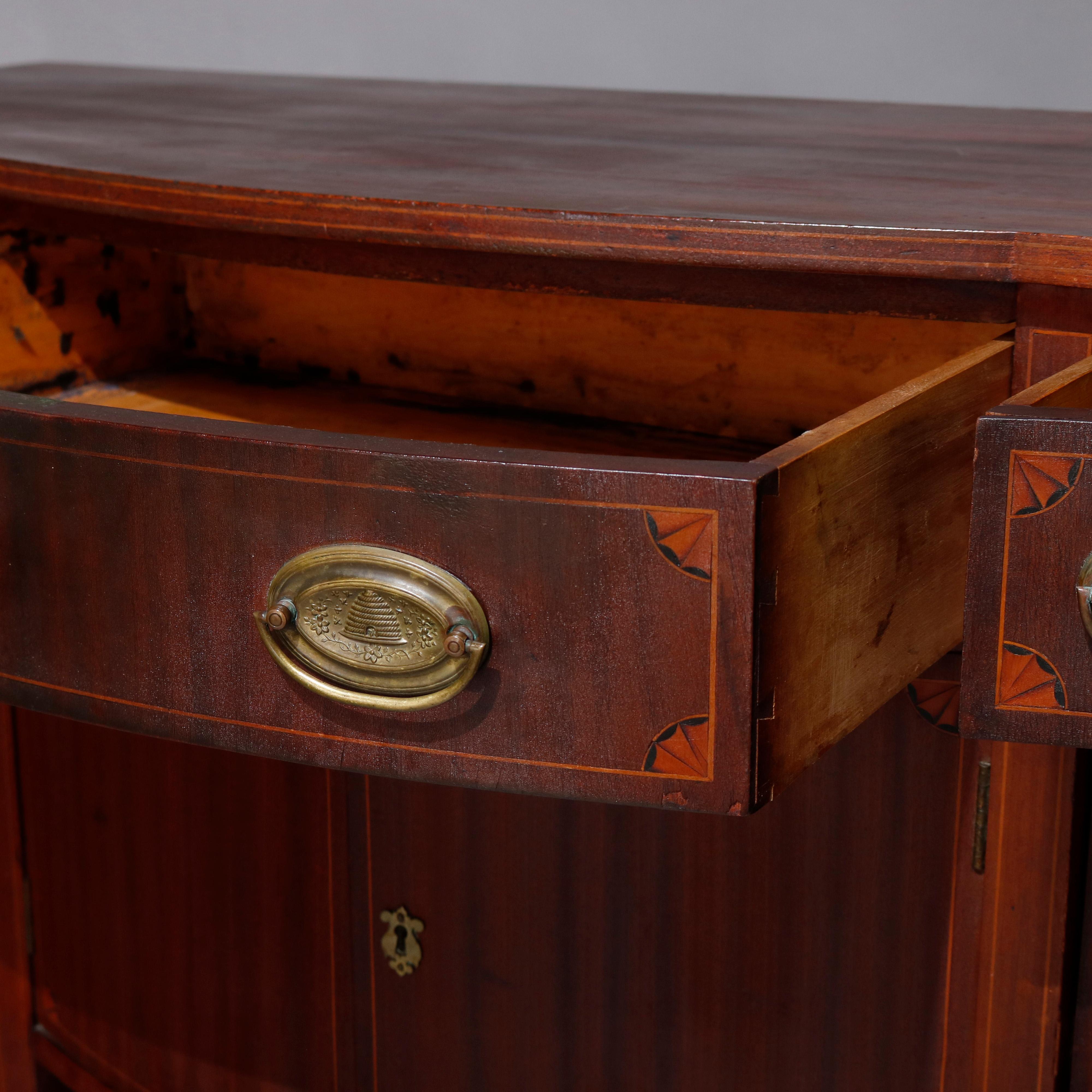 Antique Hepplewhite Style Satinwood Marquetry Inlaid Mahogany Sideboard 1