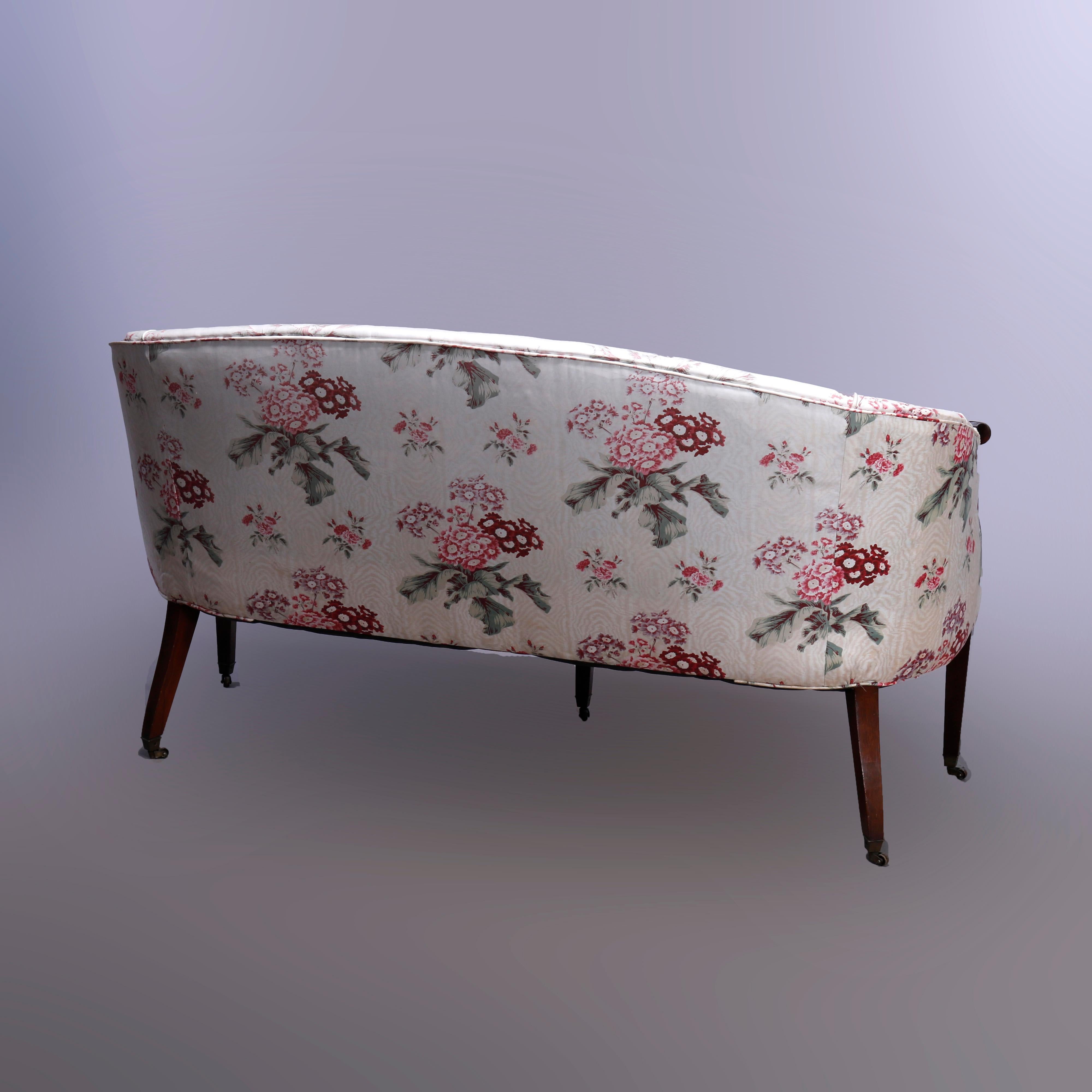 20th Century Antique Hepplewhite Style Upholstered Mahogany Settee Sofa circa 1930