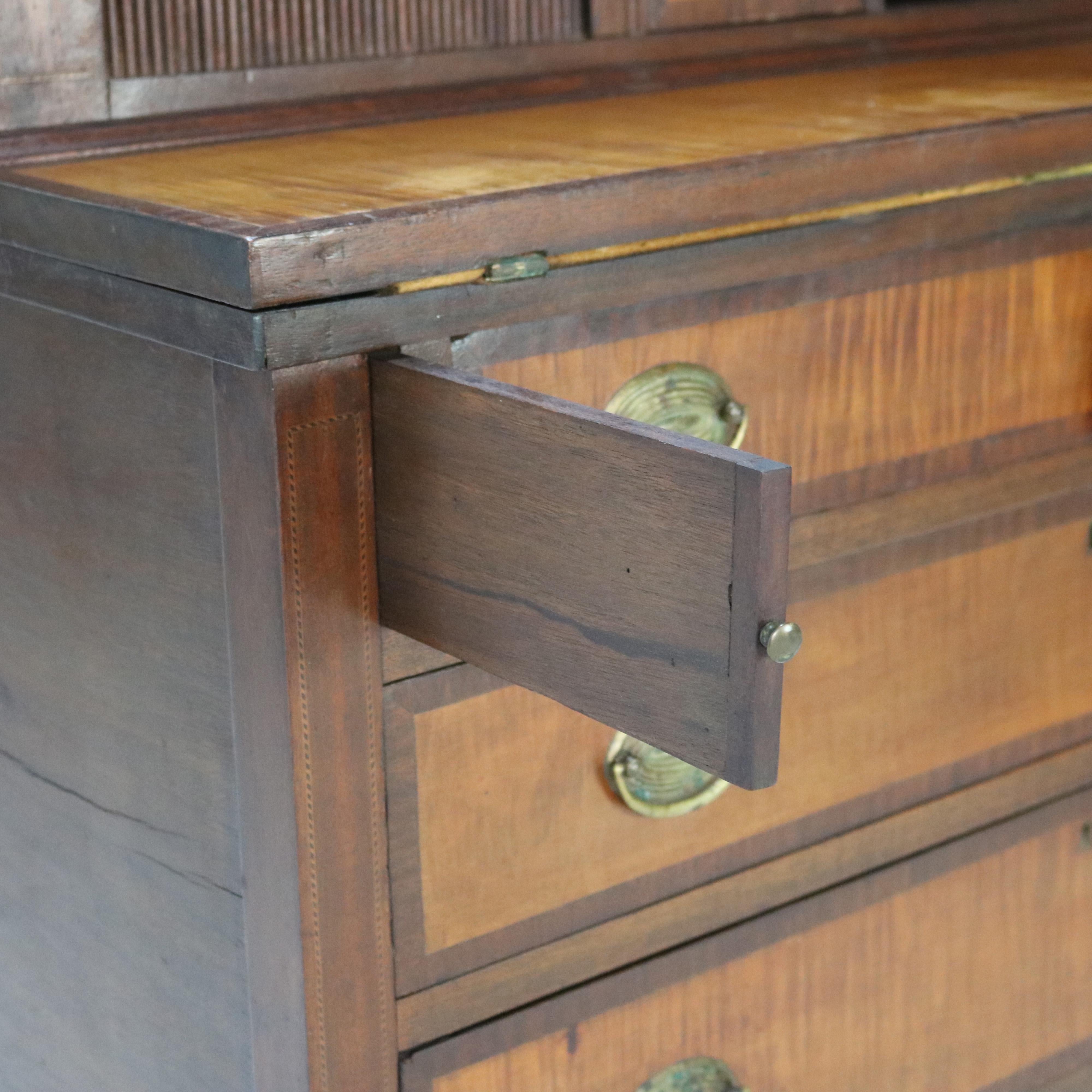 Antique Hepplewhite Tambour Mahogany and Tiger Maple Secretary C1830 6