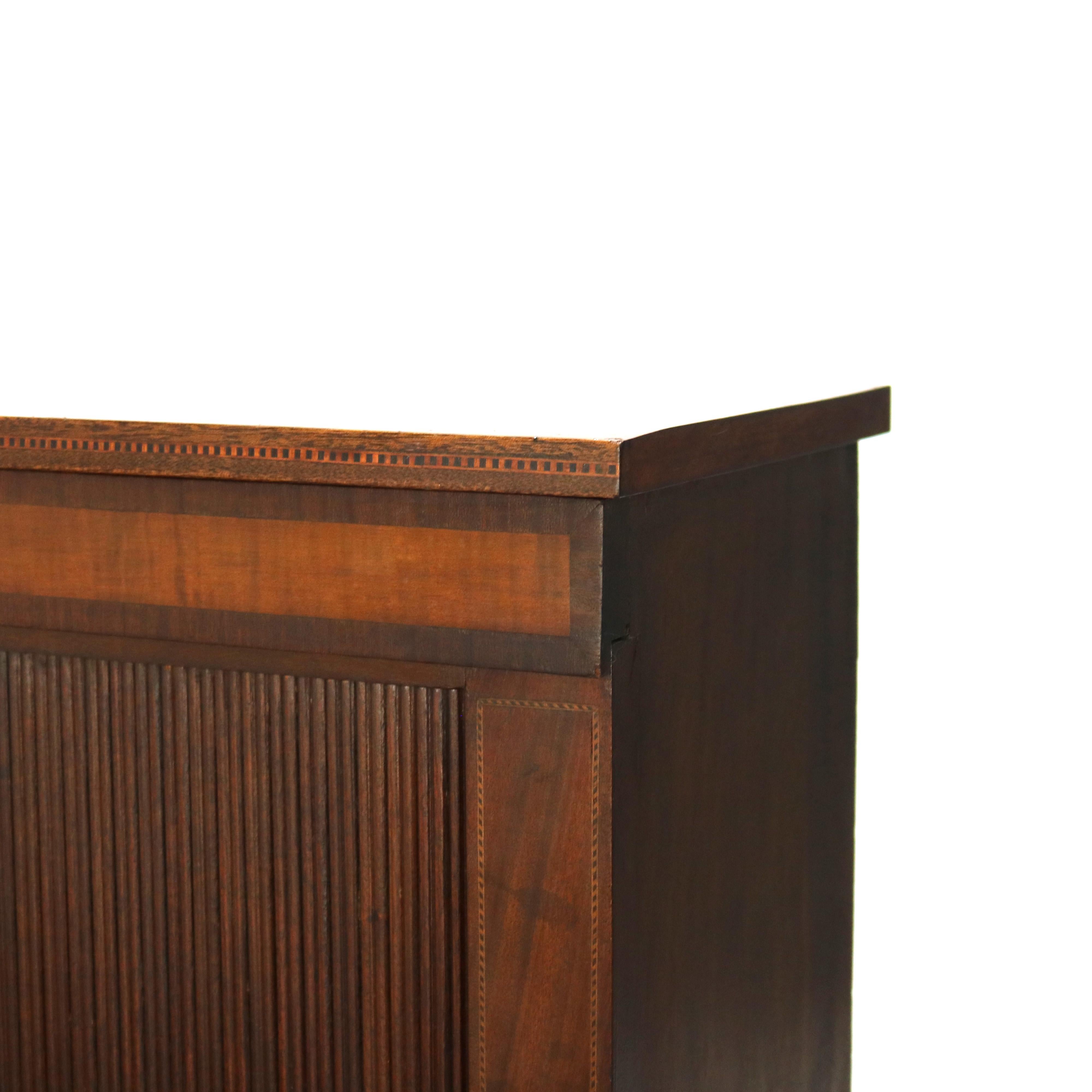 Antique Hepplewhite Tambour Mahogany and Tiger Maple Secretary C1830 10