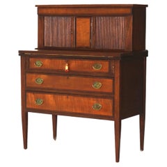 Antique Hepplewhite Tambour Mahogany and Tiger Maple Secretary C1830