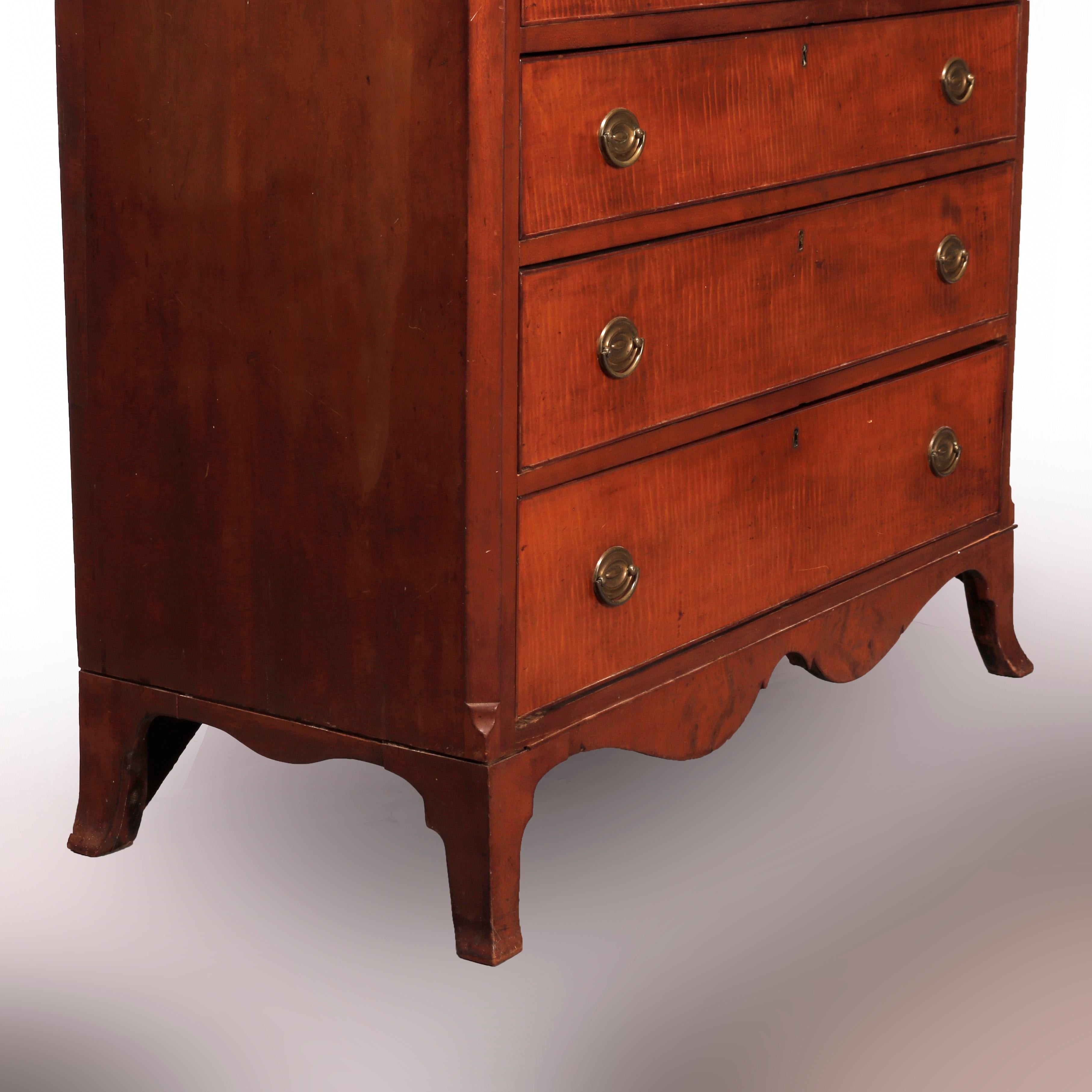 Antique Hepplewhite Tiger Maple Chest of Drawers, C1830 2