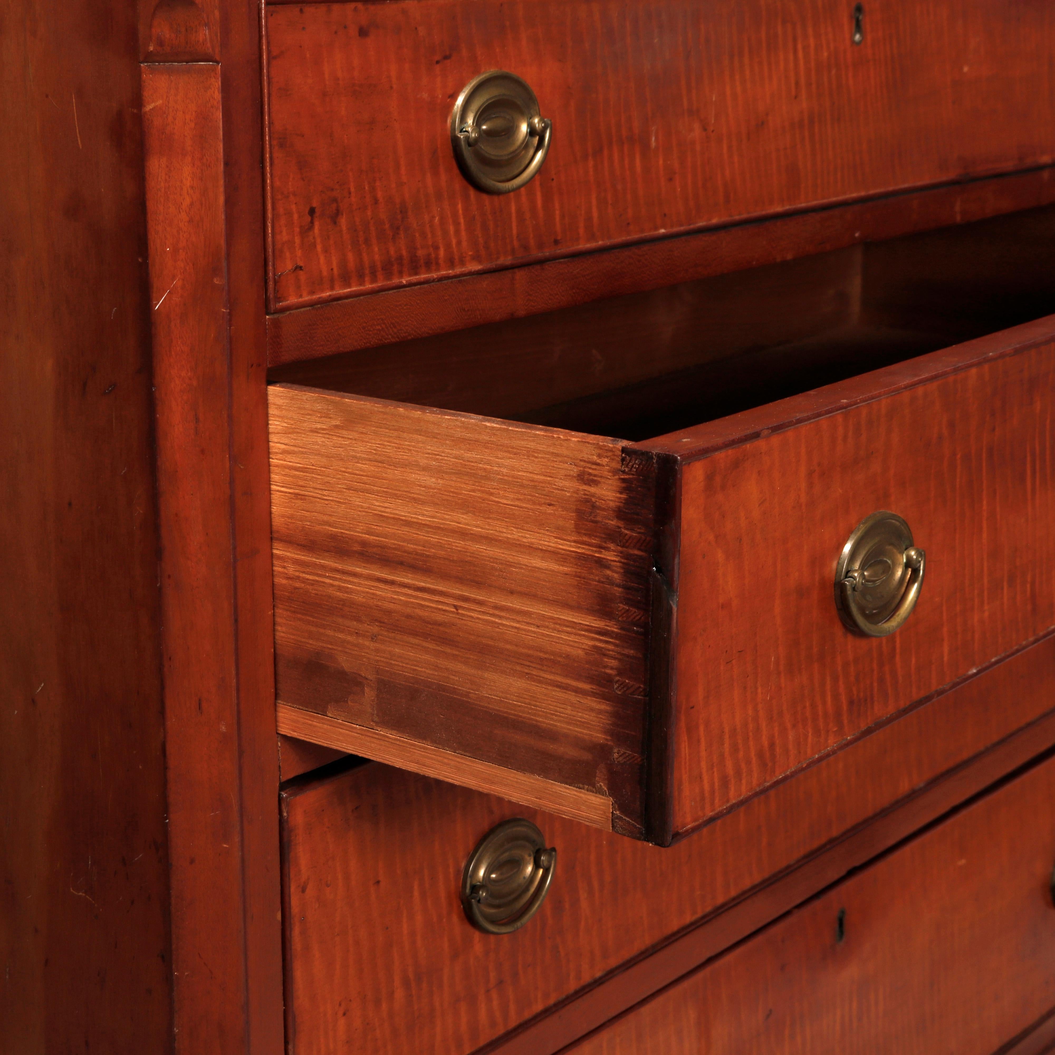 Antique Hepplewhite Tiger Maple Chest of Drawers, C1830 4