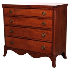 Antique Hepplewhite Tiger Maple Chest of Drawers, C1830