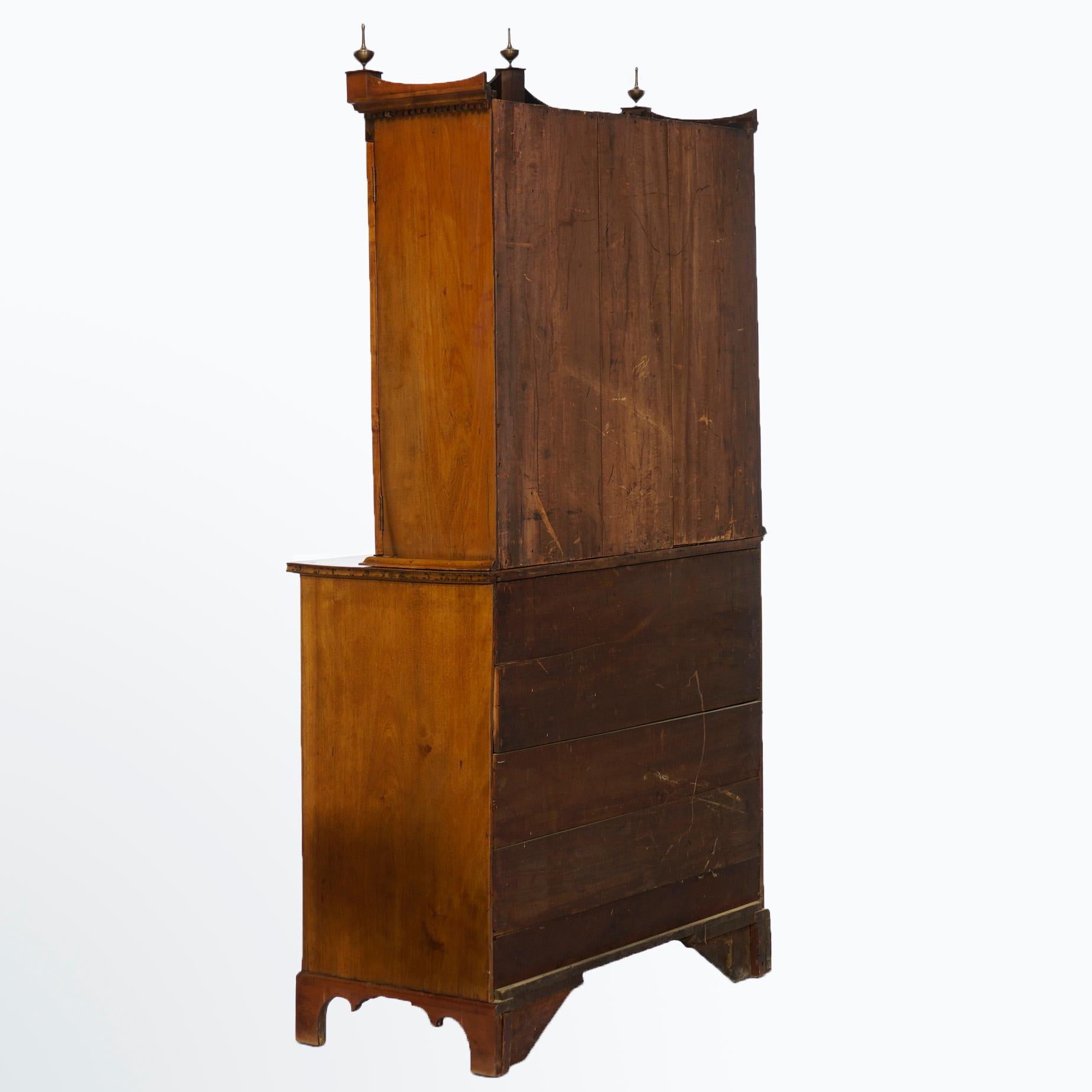 Antique Hepplewhite Two Piece Cherry Breakfront Cabinet, circa 1830 1