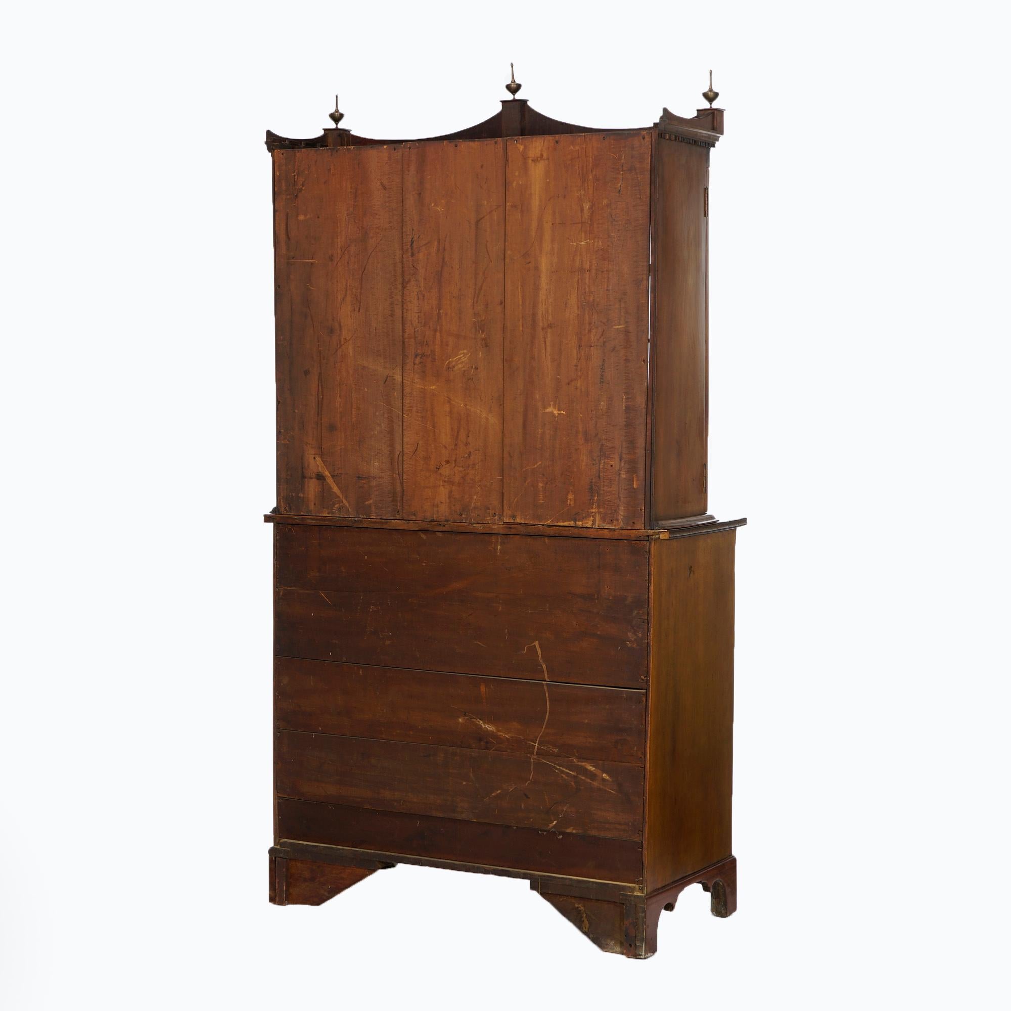 Antique Hepplewhite Two Piece Cherry Breakfront Cabinet, circa 1830 2