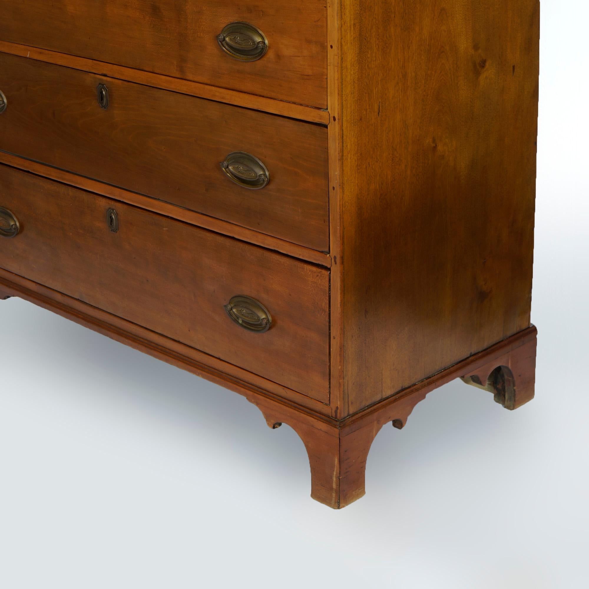 Antique Hepplewhite Two Piece Cherry Breakfront Cabinet, circa 1830 4