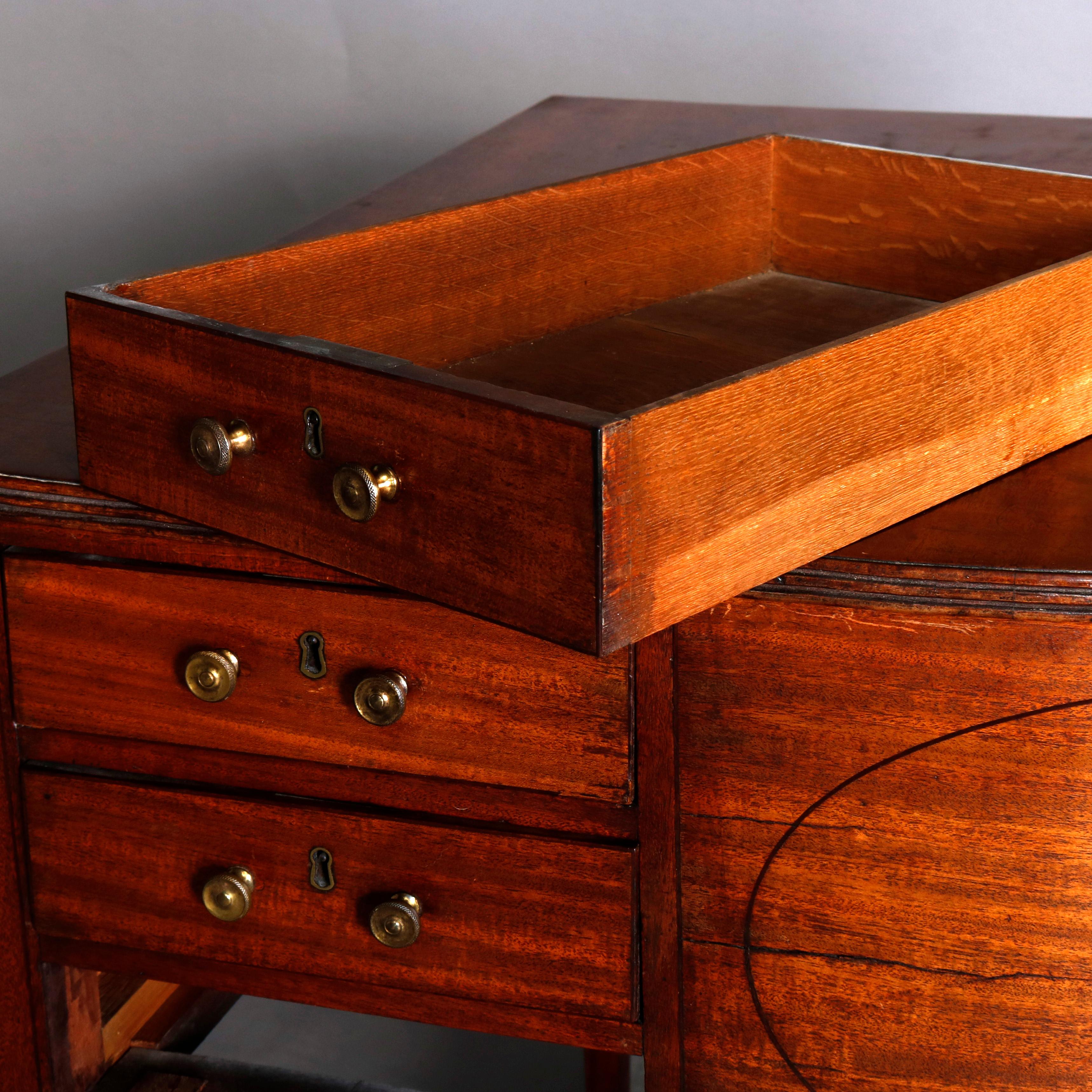 Antique Hepplewhite Style Mahogany 8-Drawer Bent Wood Rent Table, circa 1850 5