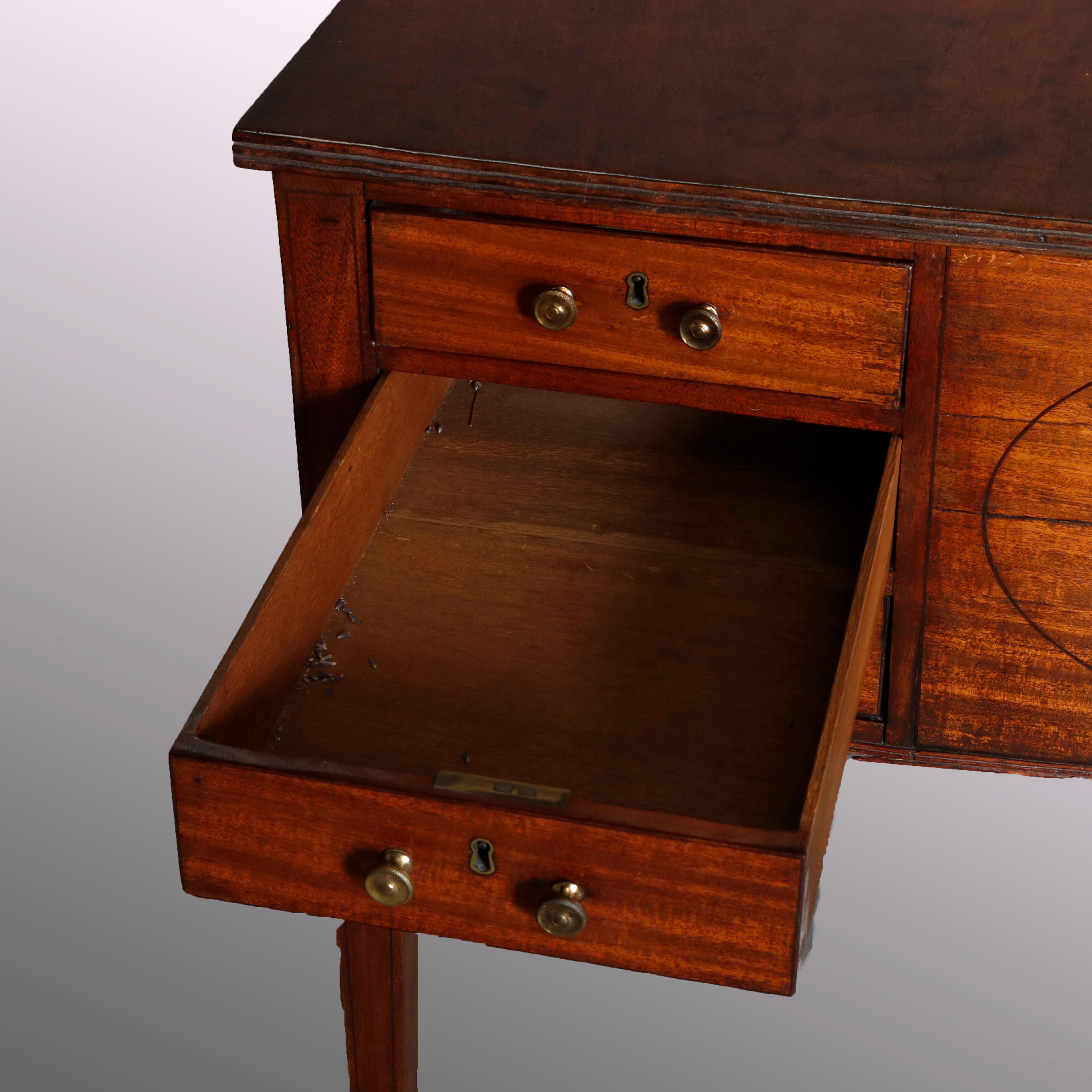 Antique Hepplewhite Style Mahogany 8-Drawer Bent Wood Rent Table, circa 1850 6