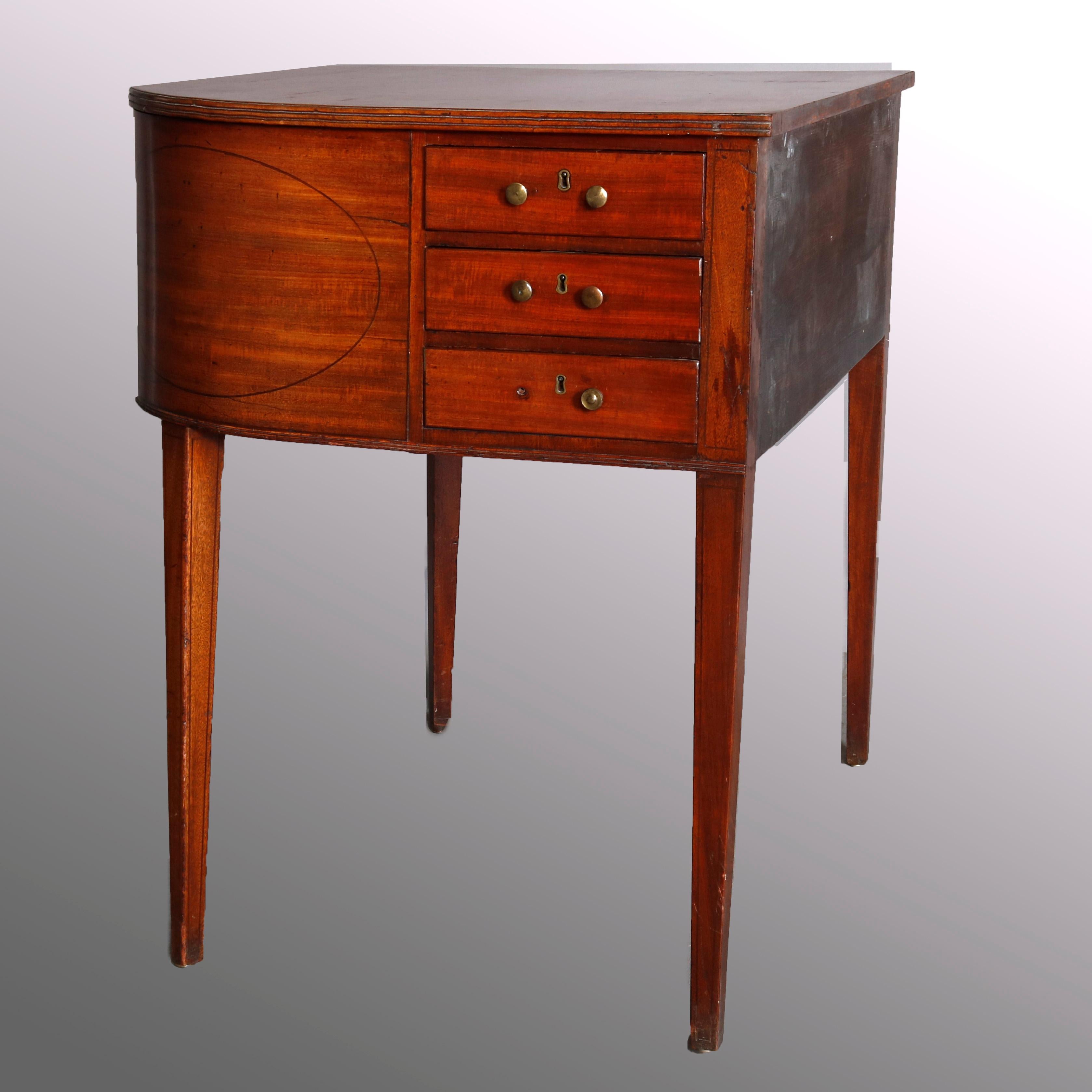 Antique Hepplewhite Style Mahogany 8-Drawer Bent Wood Rent Table, circa 1850 1