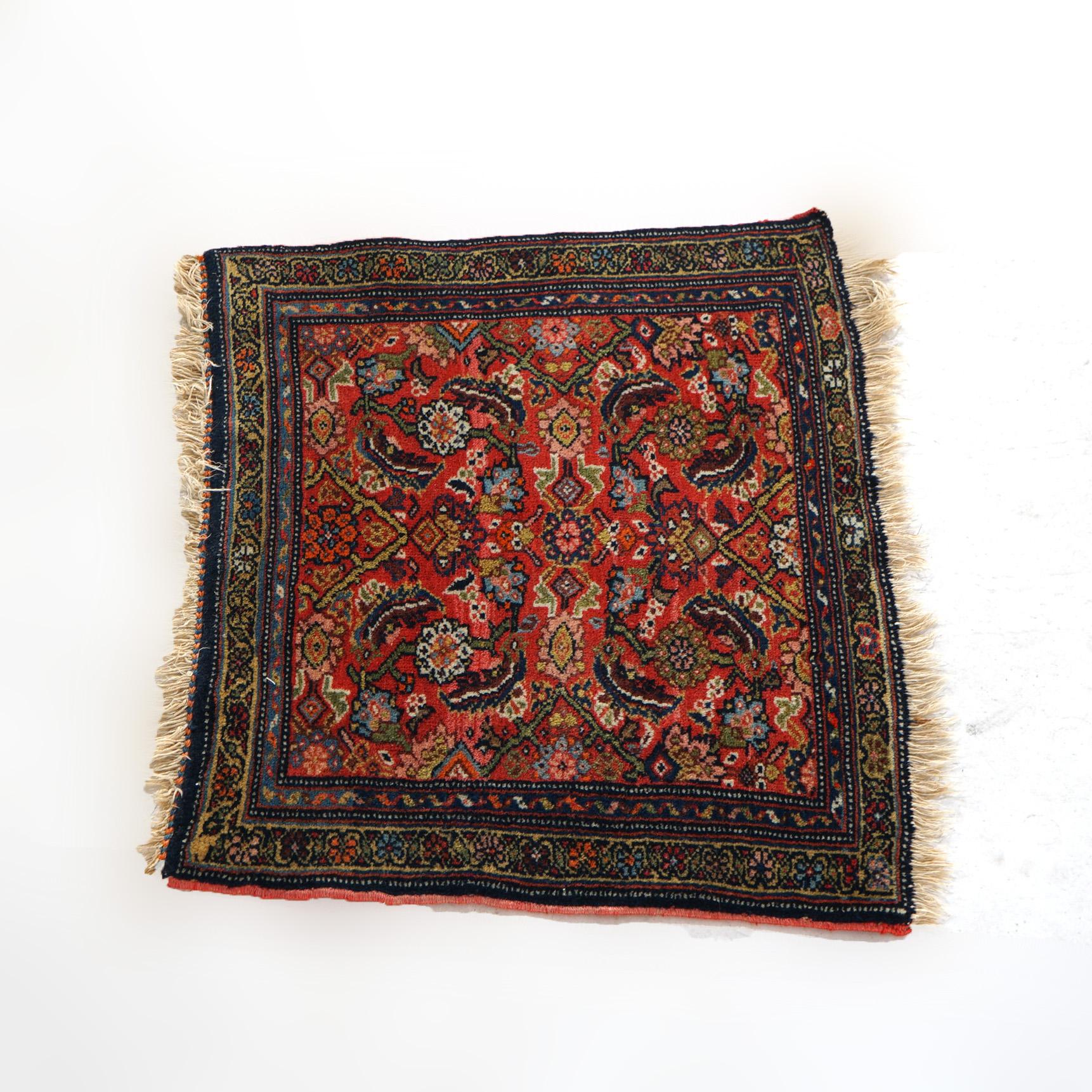 An antique oriental rug offers wool construction with Herati design, circa. 1920

Measures - 27.5