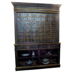 Used Herbal Pharmacy Cabinet with Named Drawers, Early 19th Century, Italy