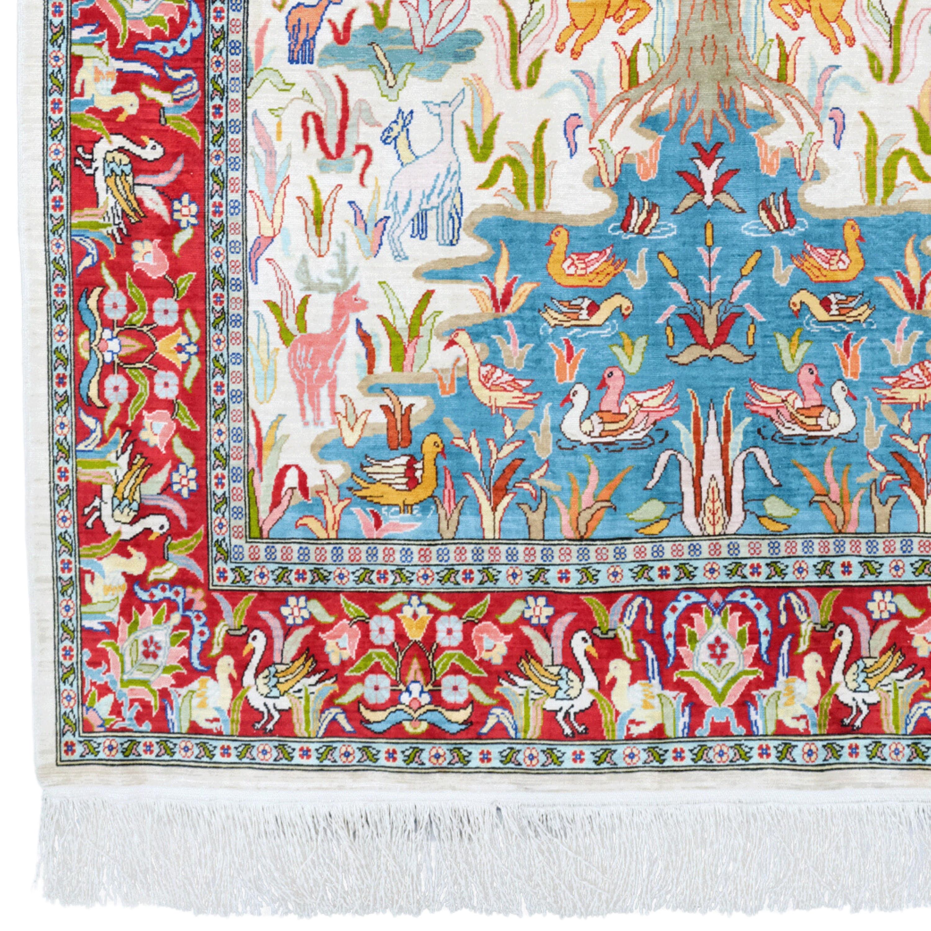 Antique Hereke Rug - 20th Century Silk Hereke Rug

This 20th-century antique Hereke rug stands out with its rich colors, intricate pattern and hand-woven craftsmanship.

Pattern and Colours: This rug has an intricate design with a large and ornate