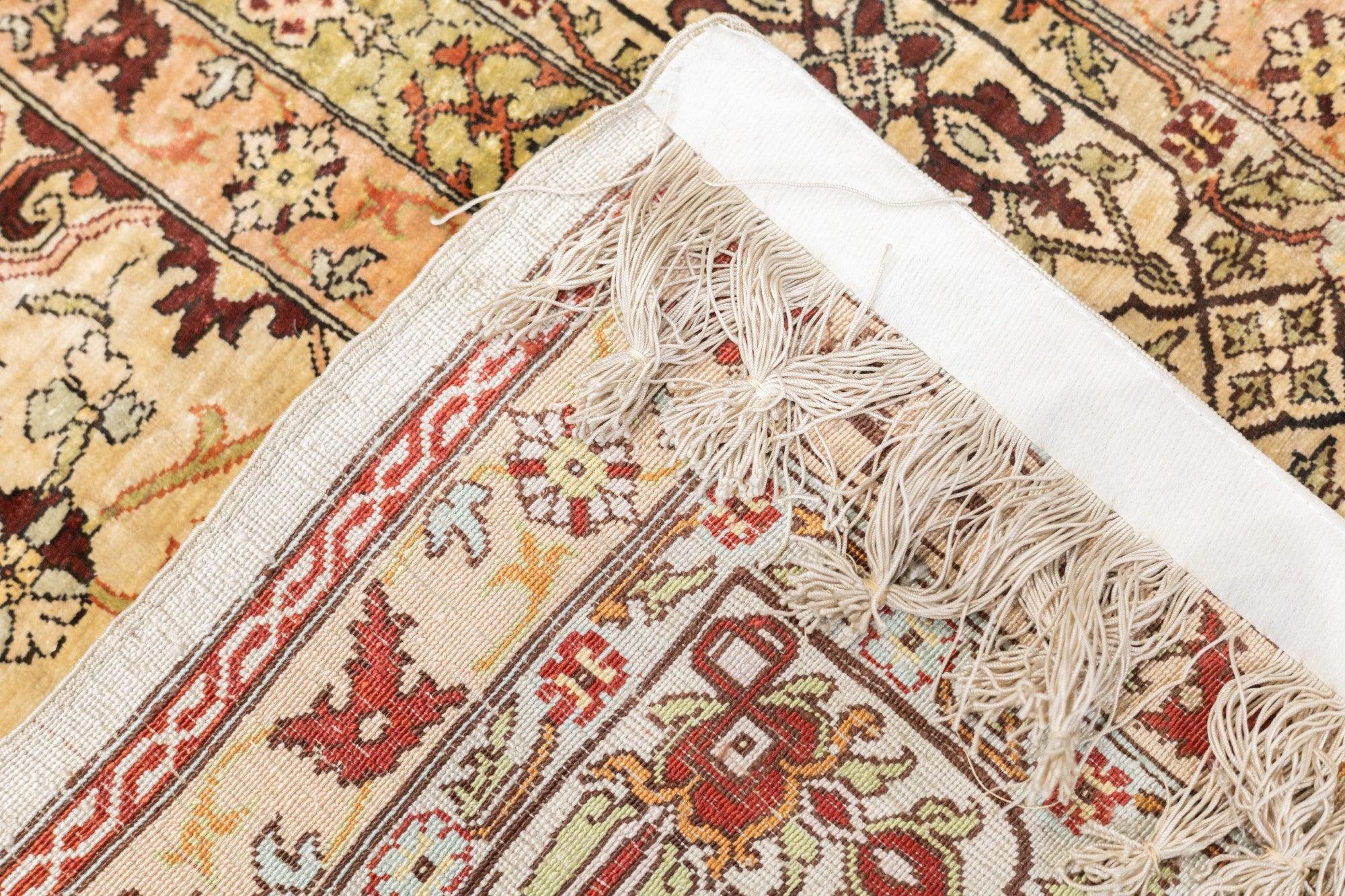 Hand-Knotted Antique Hereke Rug 2'8'' x 3'8'' For Sale