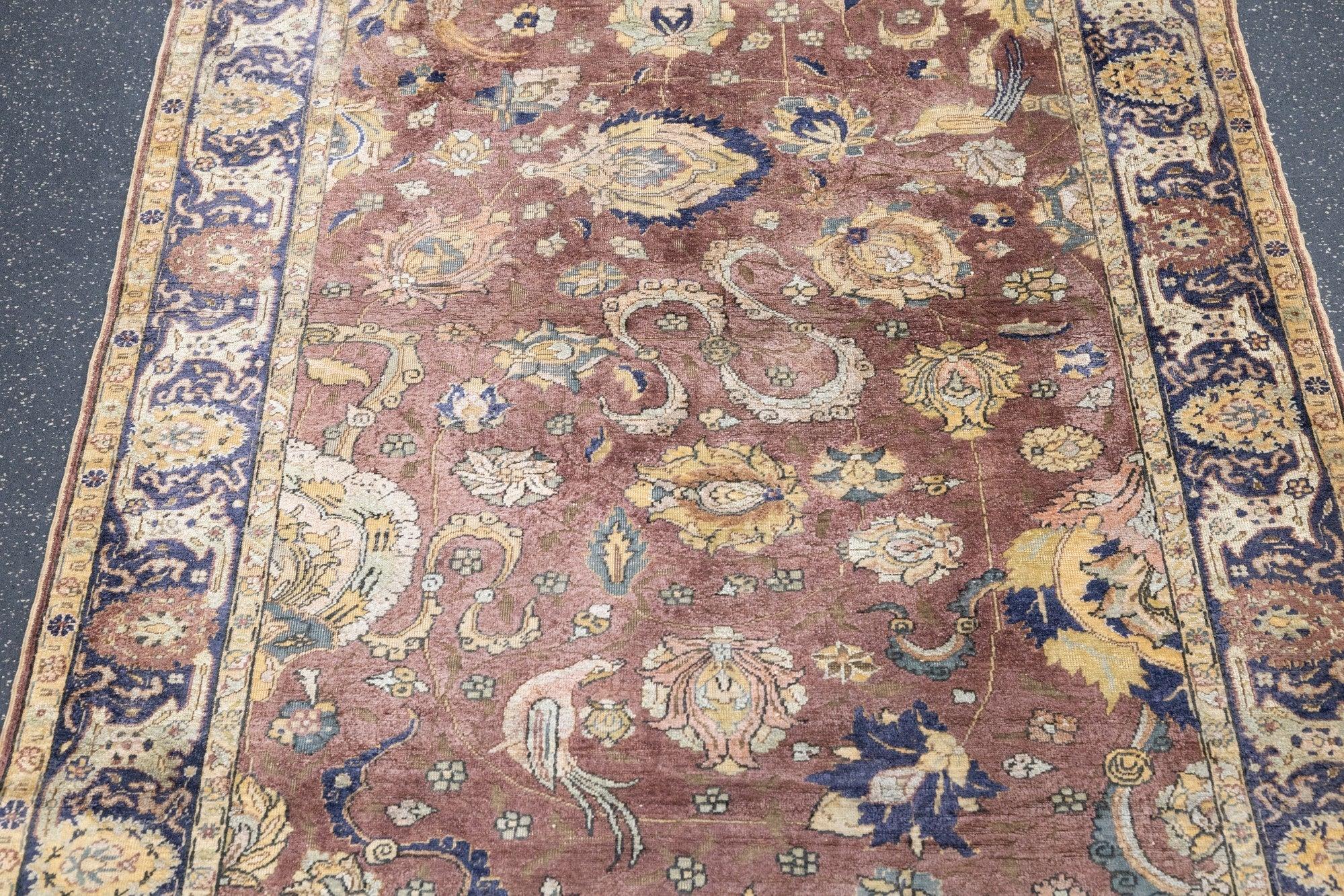 Antique Hereke Rug 3'9'' x 5'1'' In Good Condition For Sale In New York, NY