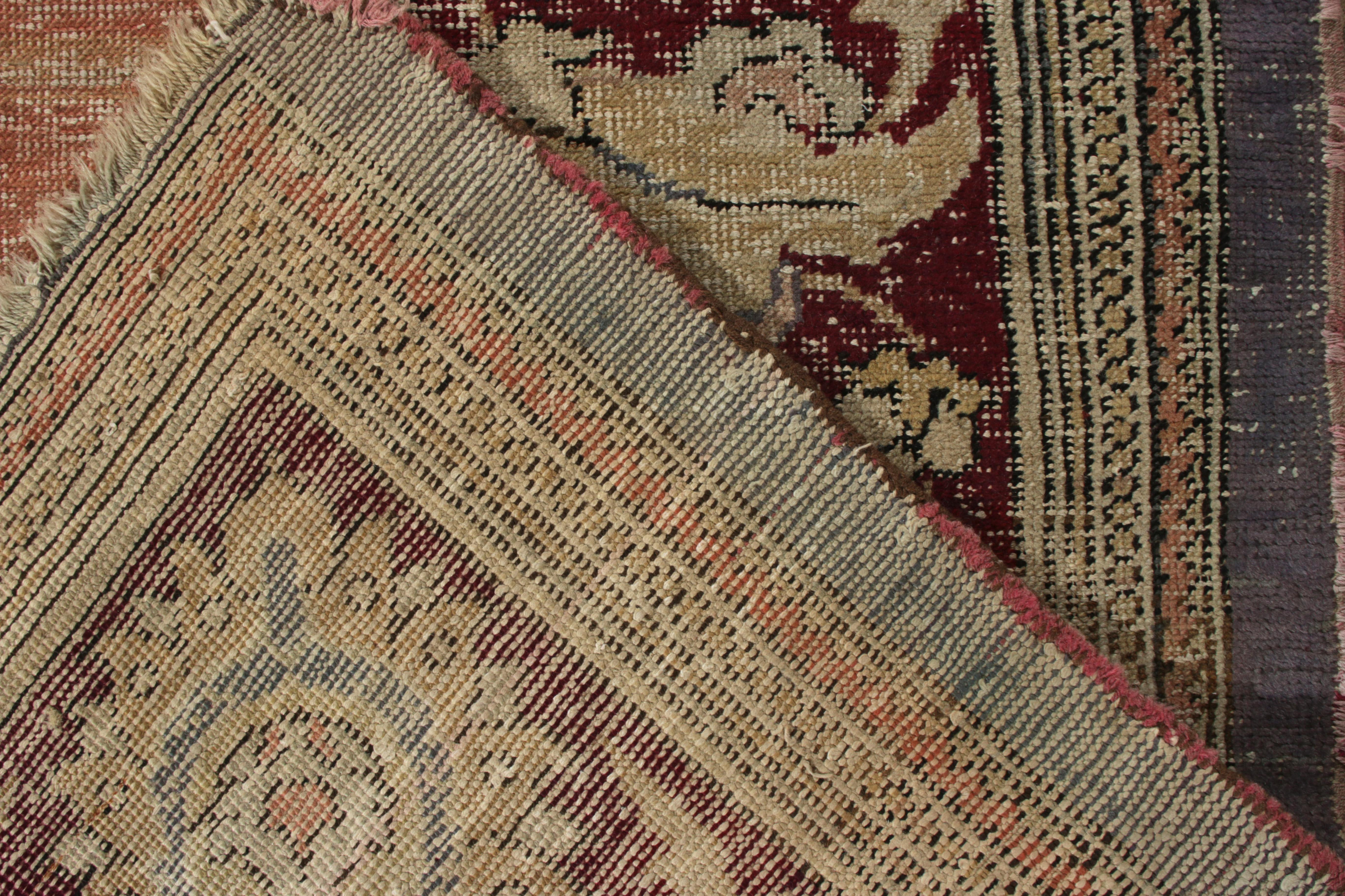 Early 20th Century Antique Hereke Rug with Gold Floral Medallion and Red Border, by Rug & Kilim For Sale