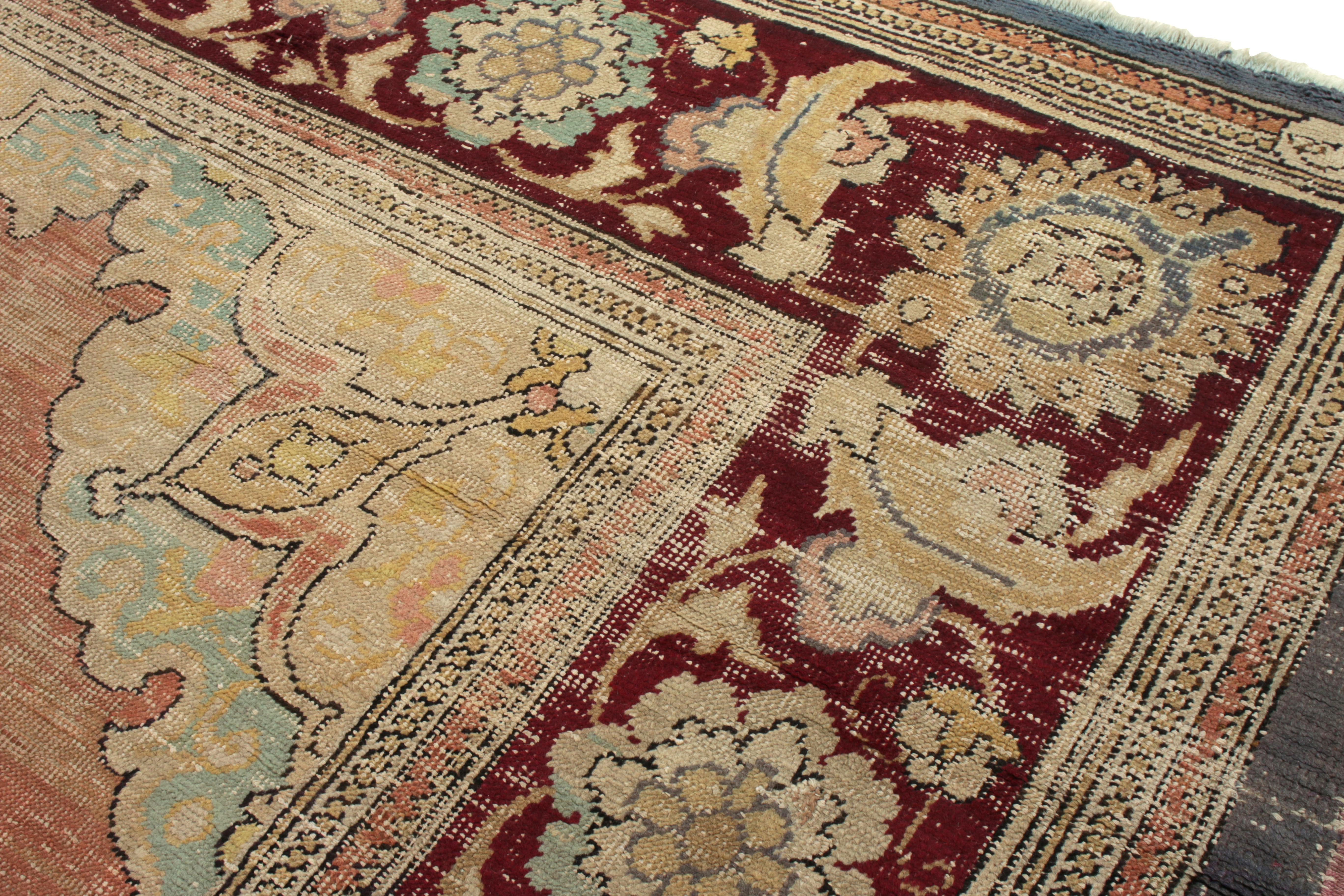 Antique Hereke Rug with Gold Floral Medallion and Red Border, by Rug & Kilim In Good Condition For Sale In Long Island City, NY