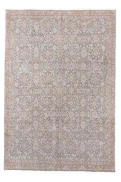 Antique Hereke Rug with Slate Field and Large Rosettes