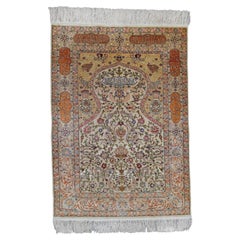 Tapis Hereke turc du 20ème siècle, tapis vintage en soie de Hereke