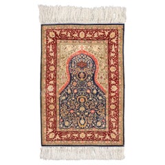 Antique Hereke Silk Rug - Mid 20th Century