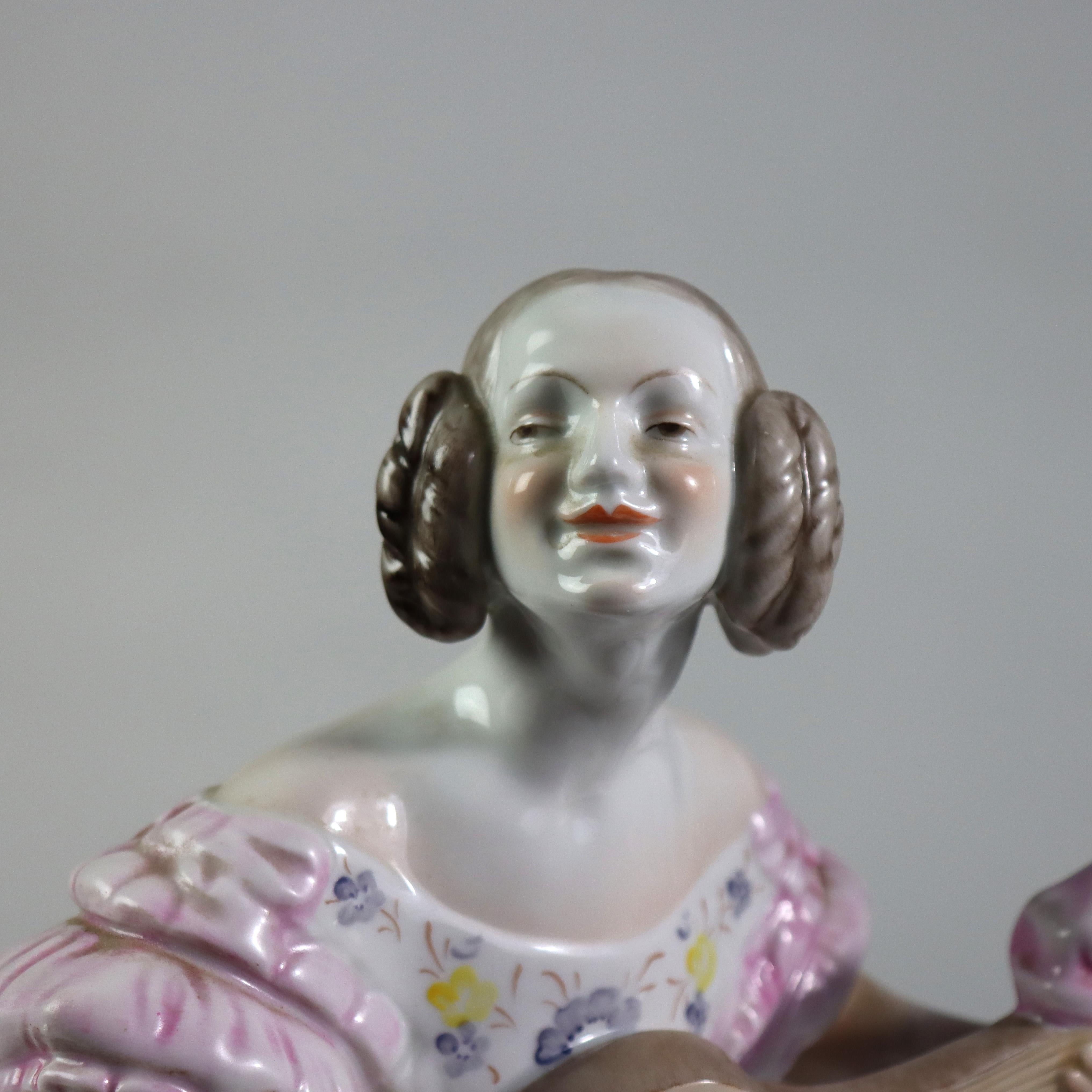 Antike Herend Porzellan Figur einer Gitarristin C1850 im Angebot 9