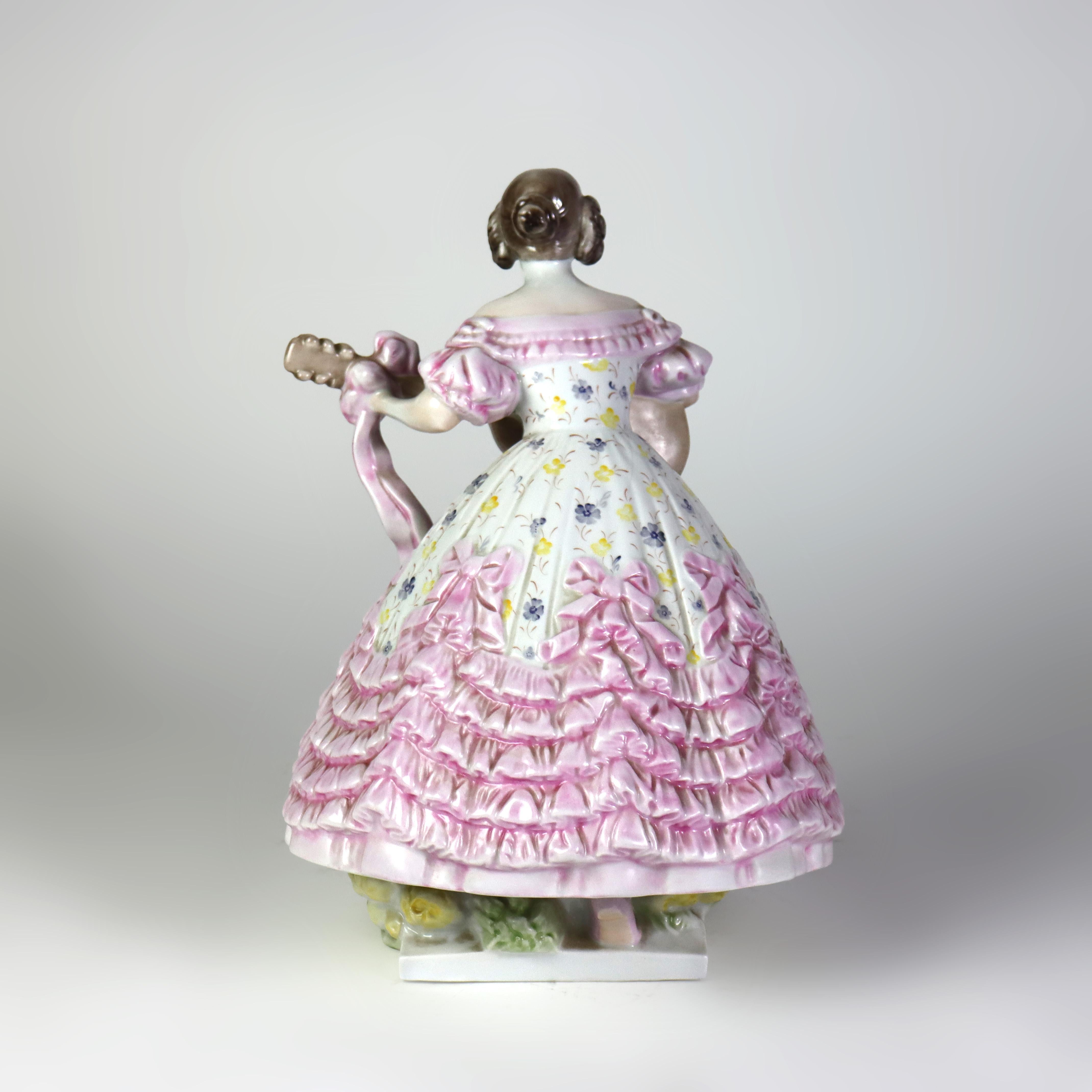 Antike Herend Porzellan Figur einer Gitarristin C1850 im Angebot 3
