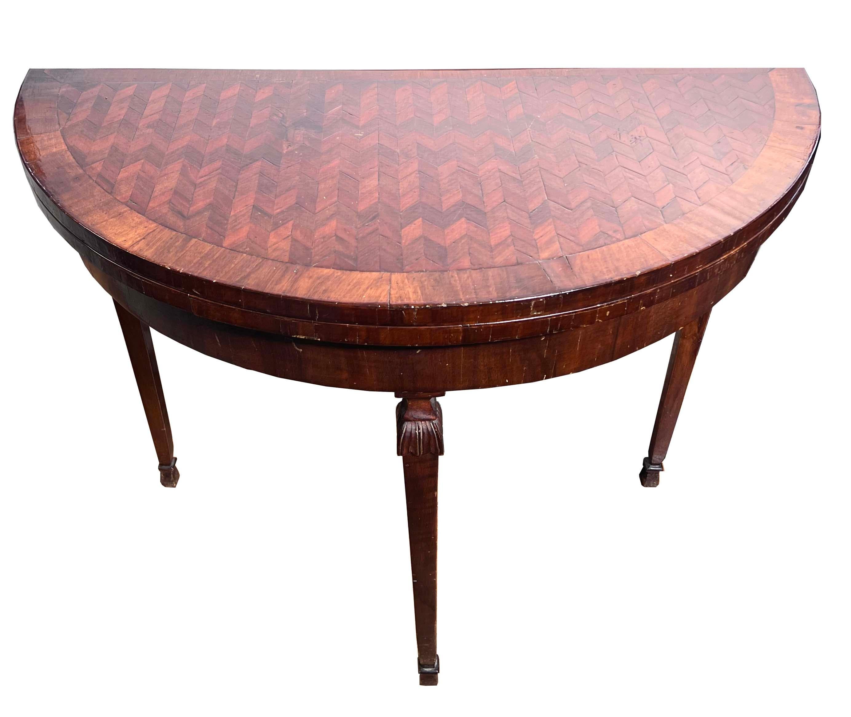 Mahogany Antique Heriringbone folding Table For Sale